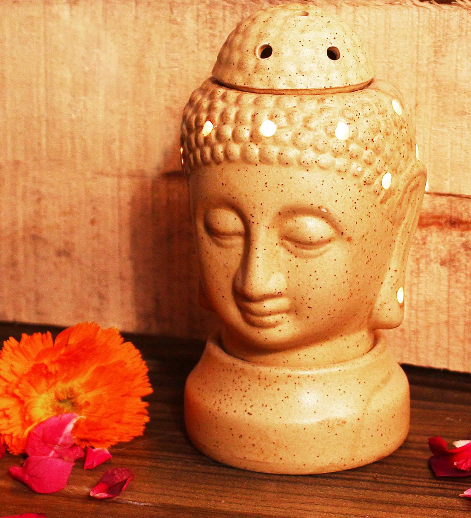 Buy Brown Ceramic Buddha Electric Table Lamp with Aroma Oil Diffuser by