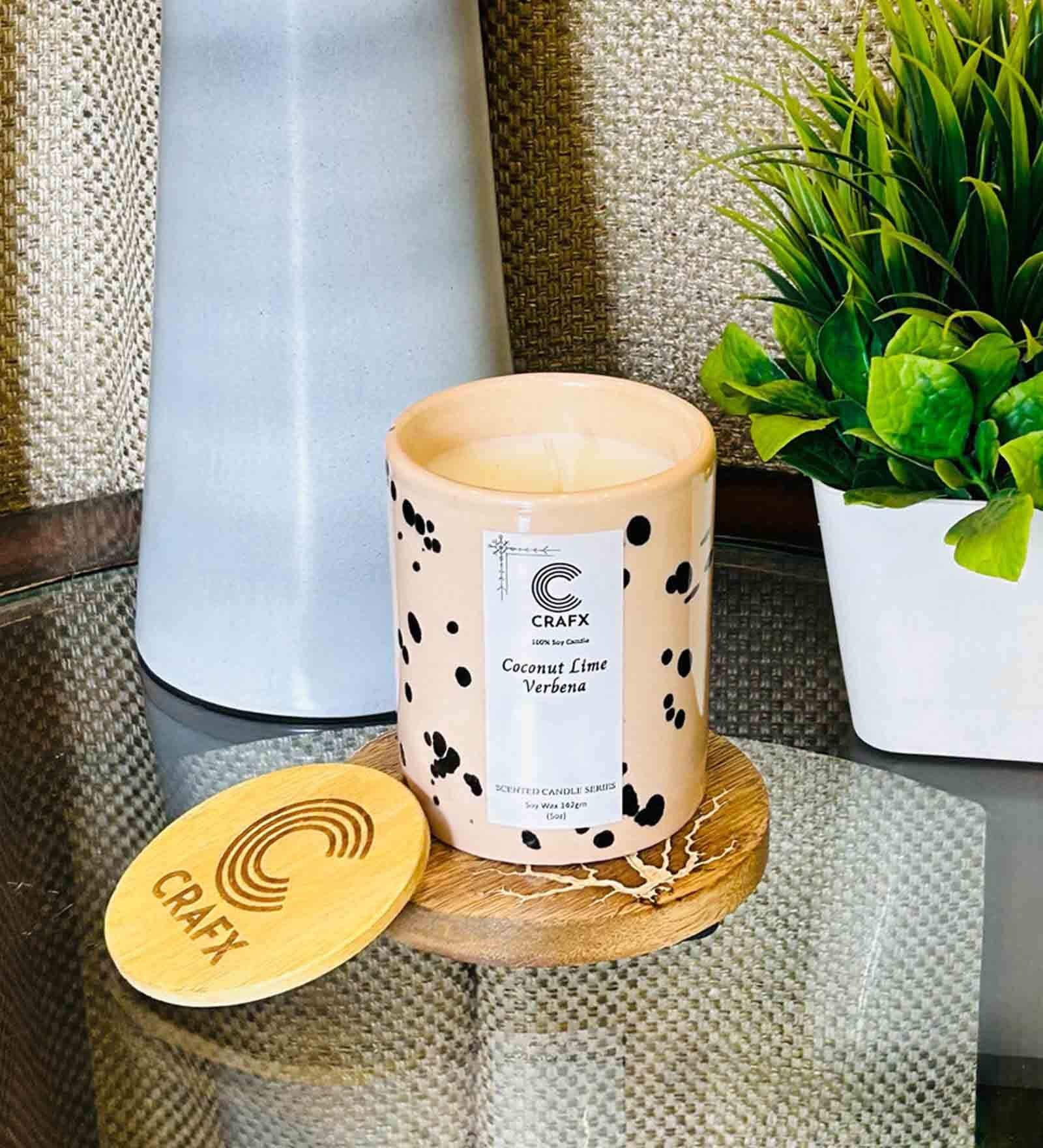 Coconut Lime Verbena Brown Wax Ceramic Scented Candles