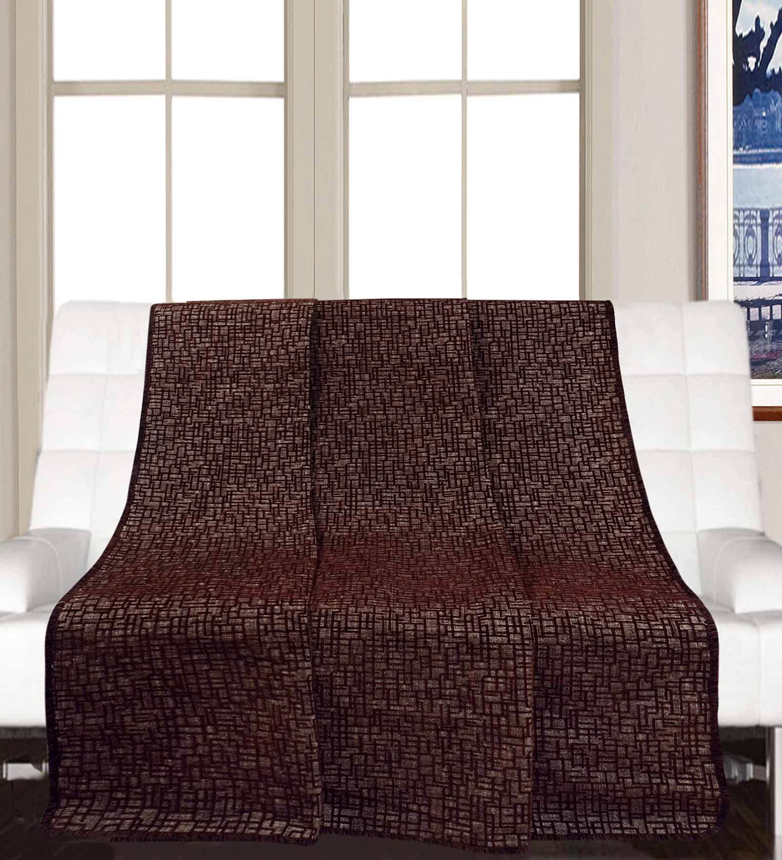 Brown Chenille Solid 63x55 inch Machine Tufted Throw