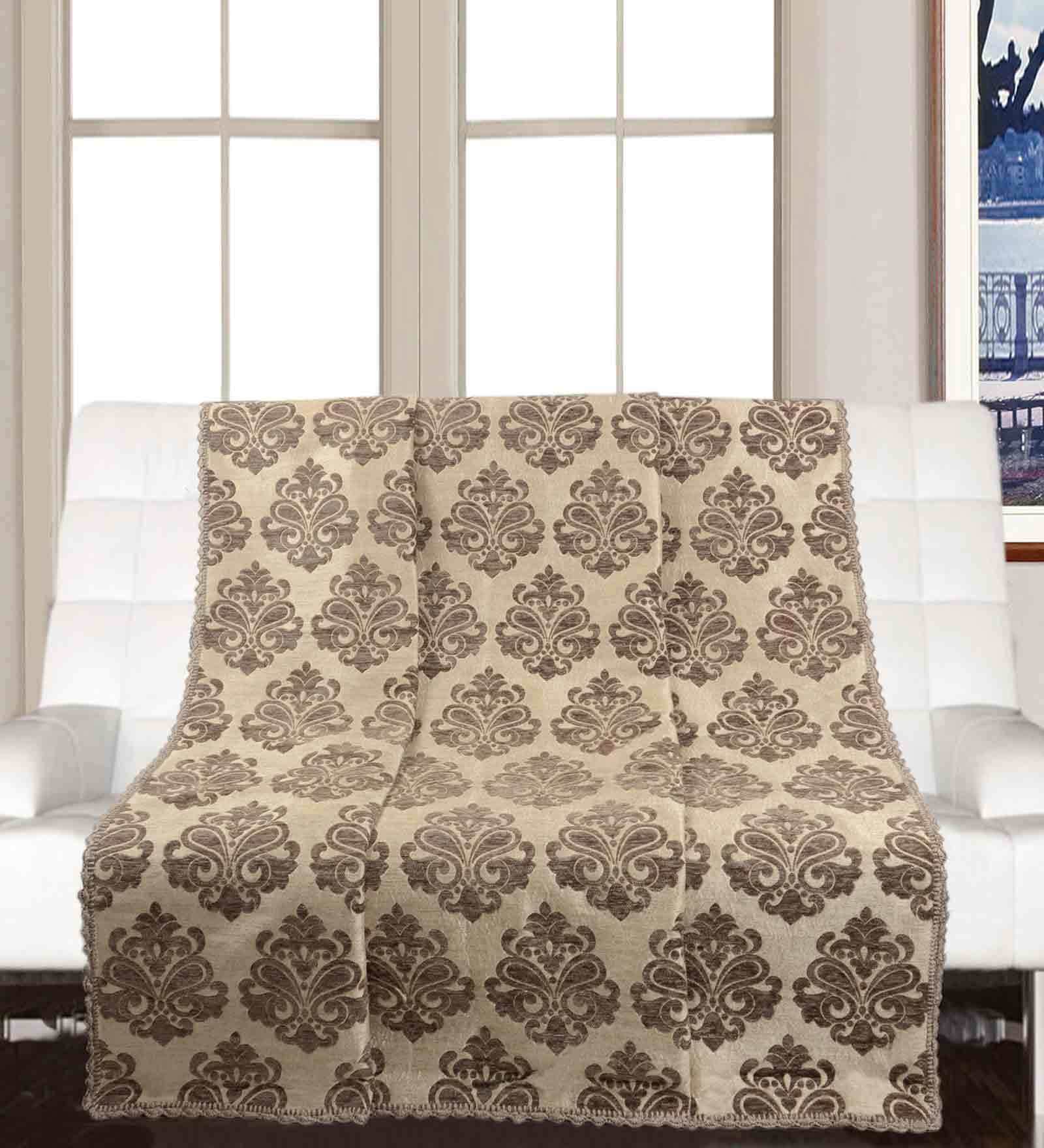 Brown Chenille Solid 63x55 inch Machine Tufted Throw