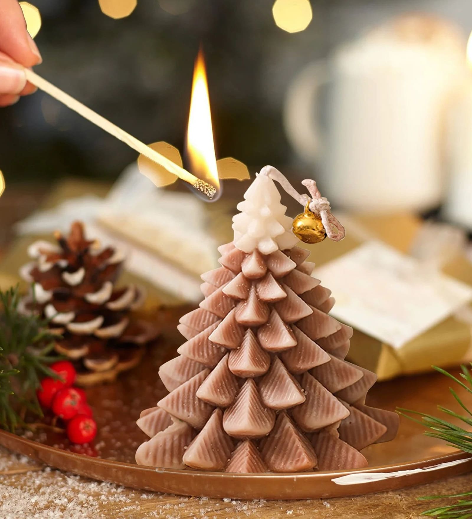 Brown Coffee Scented Christmas Tree Candle