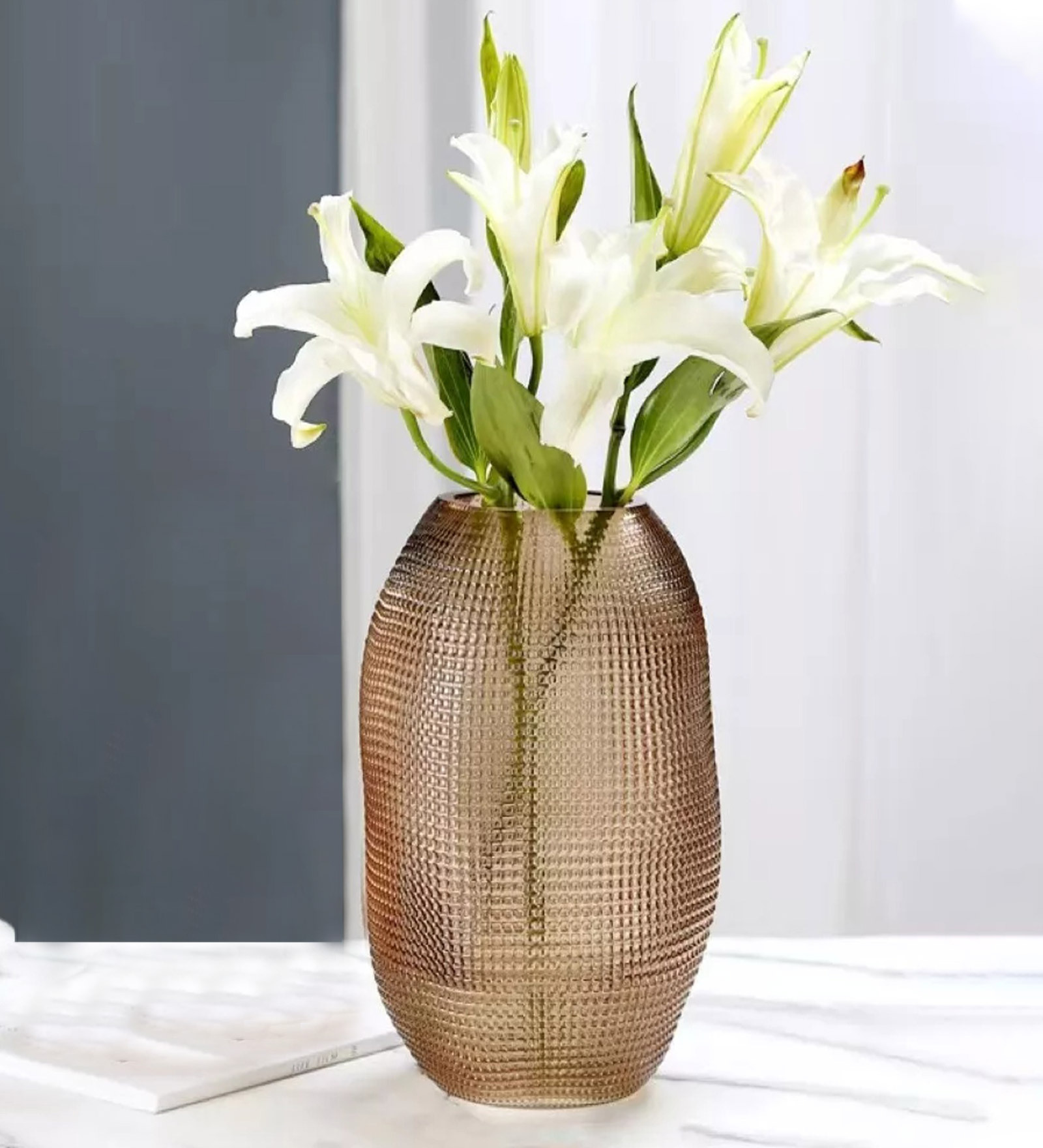 Brown Contemporary Glass Table Vase