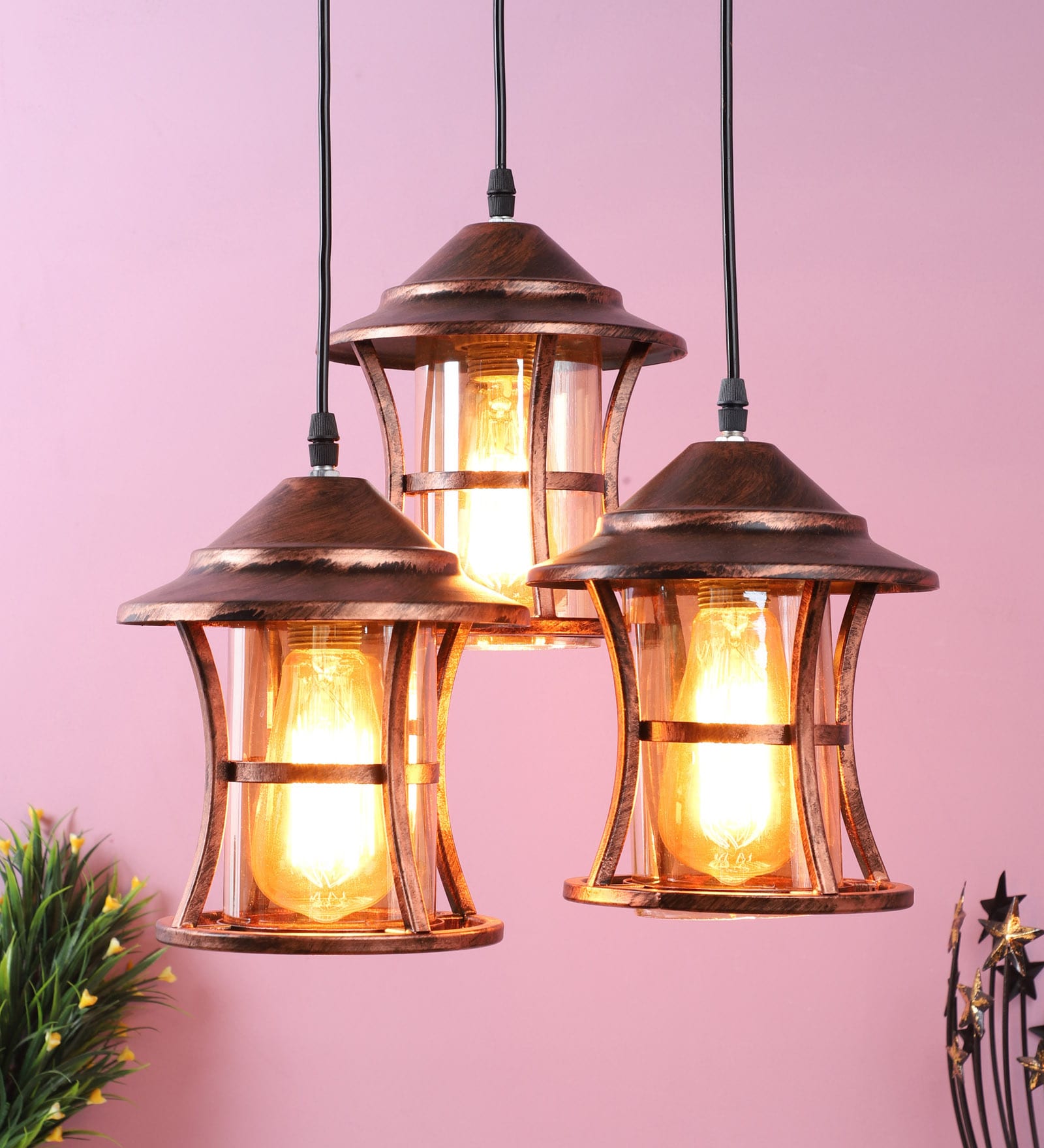 Braco Brown copper Cluster Hanging Light