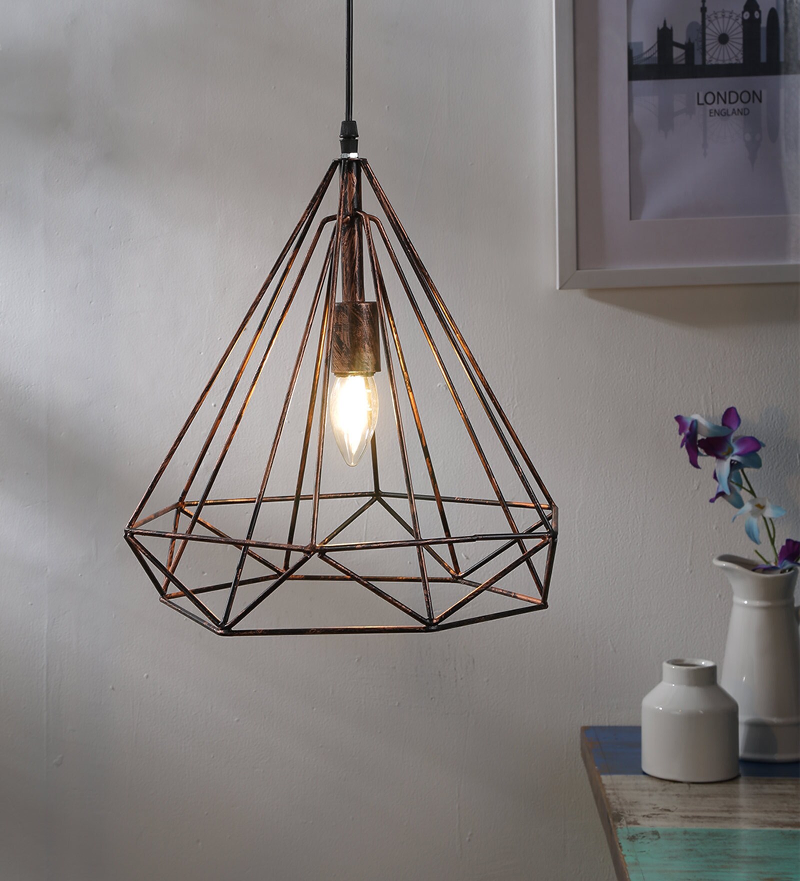 Timaru Brown Metal Hanging Light