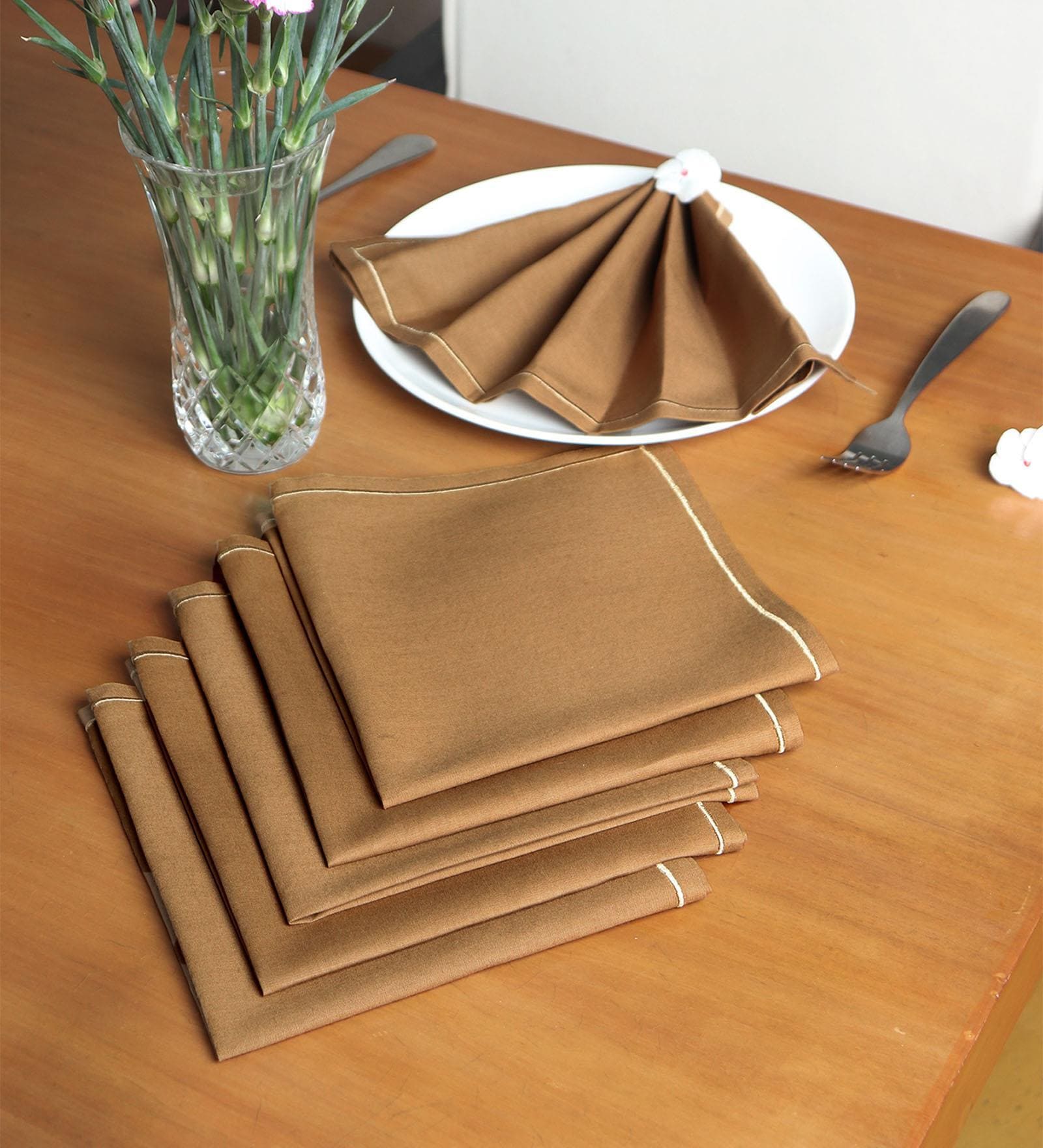 Brown Cotton  (16x 16 )Inch Table Napkins (Set of 6)