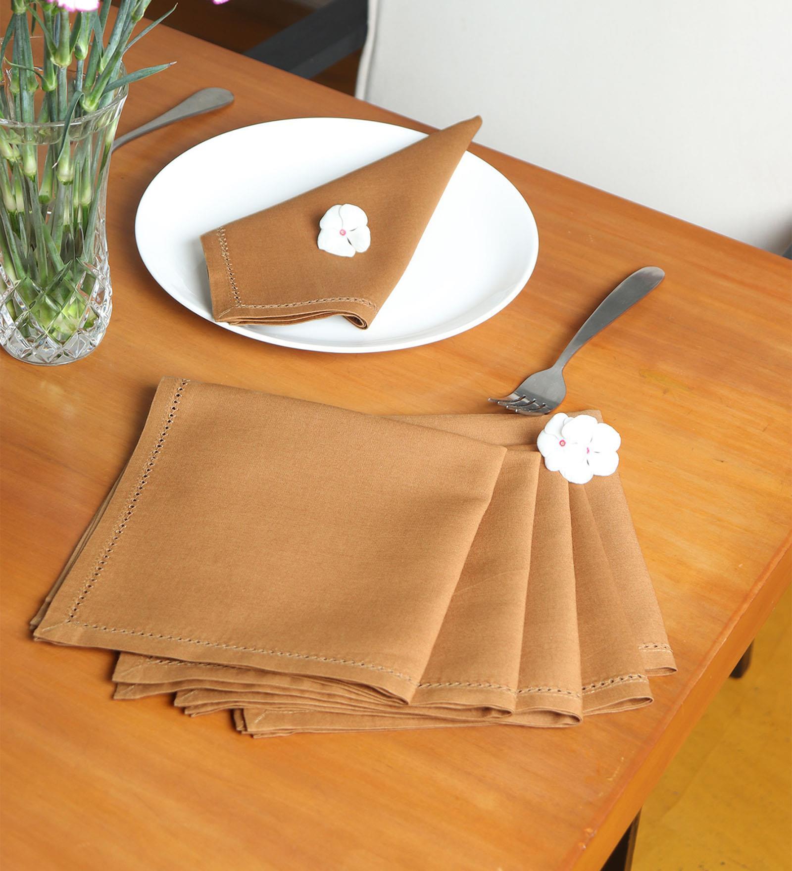 Brown Cotton  (16x 16 )Inch Table Napkins (Set of 6)