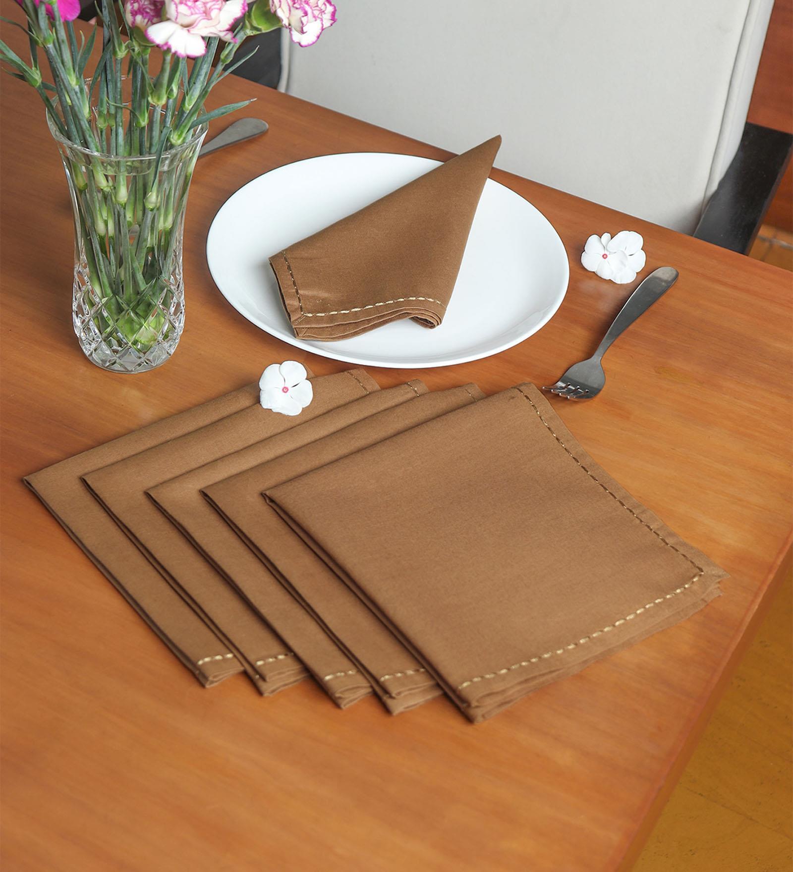 Brown Cotton  (16x 16 )Inch Table Napkins (Set of 6)