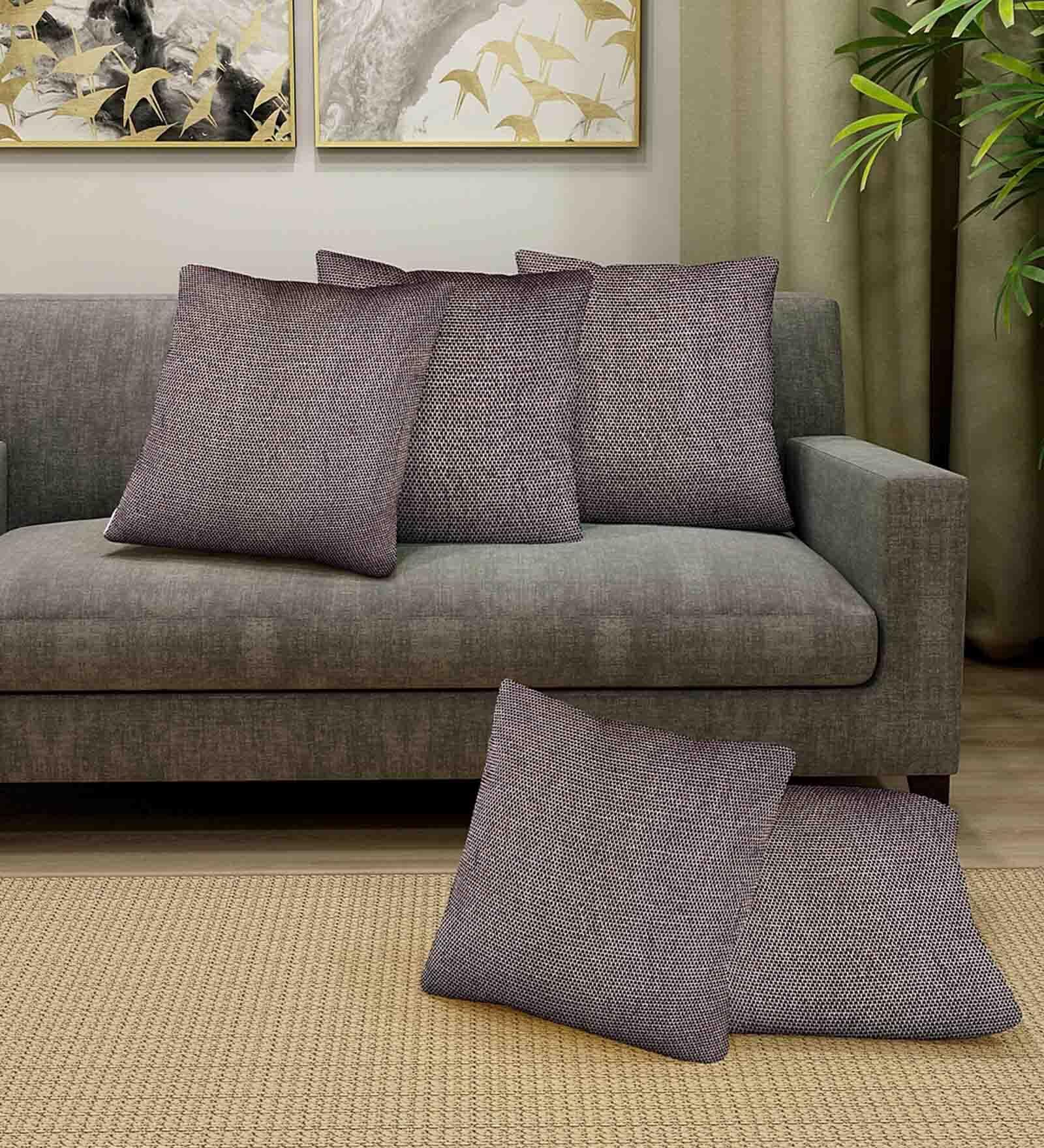 Brown Cotton 12 x 12 inch Set of 5 Cushion Covers