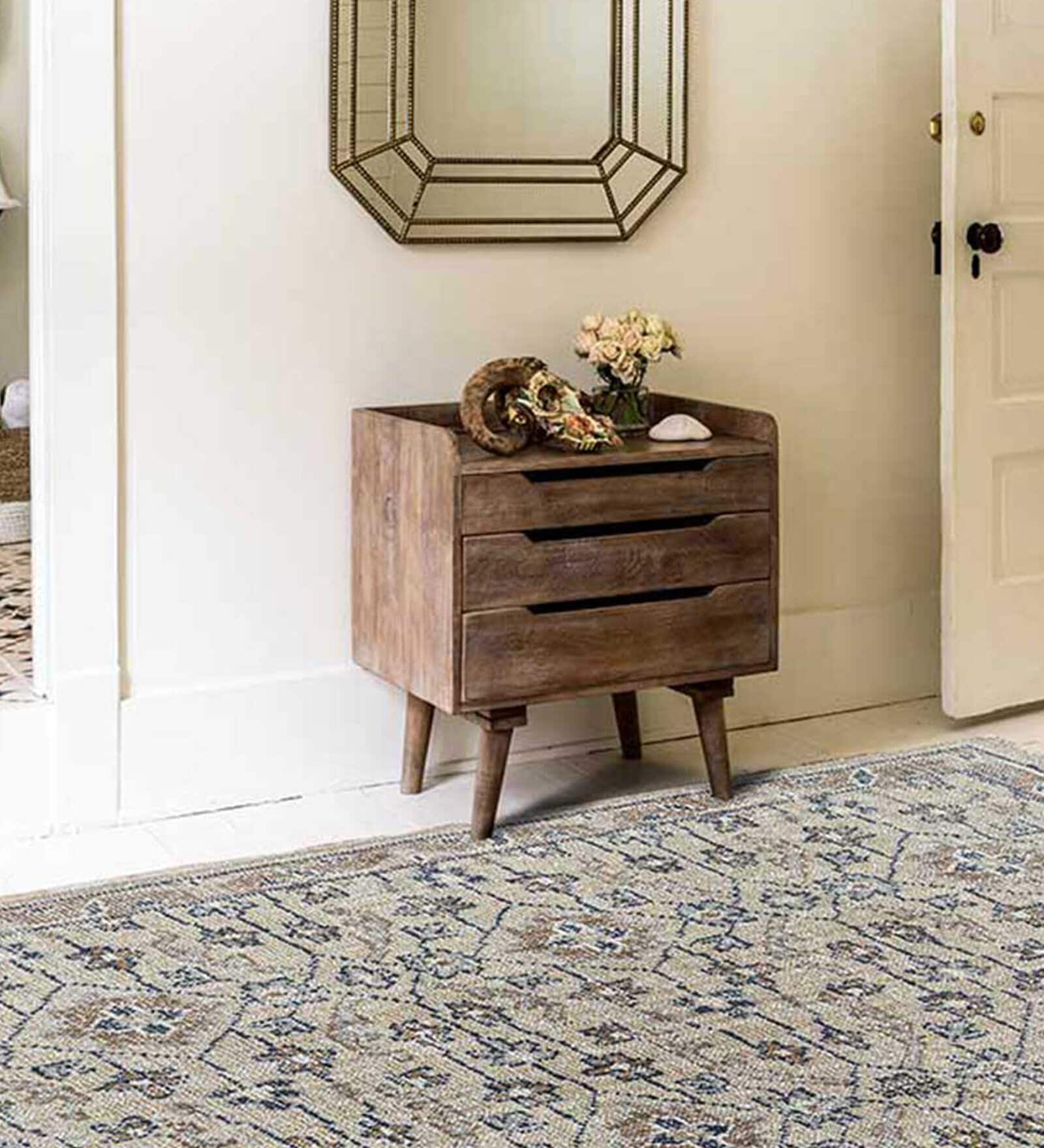 Brown Floral Cotton 4 ft x 6 ft Hand Knotted Carpet