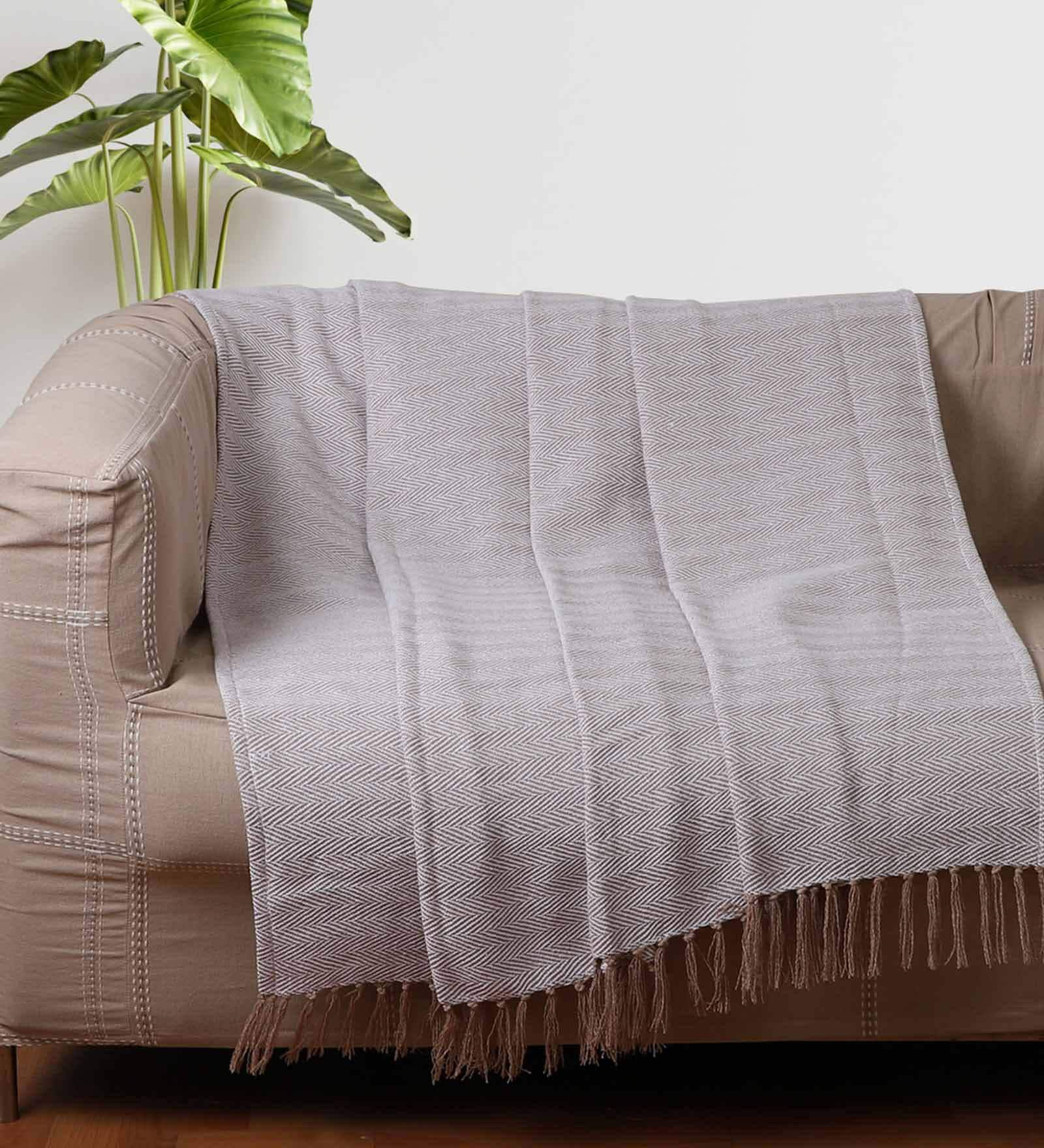 Buy Brown Solid Cotton 60x50 Inches Sofa Throw by Jamio Firati Online ...