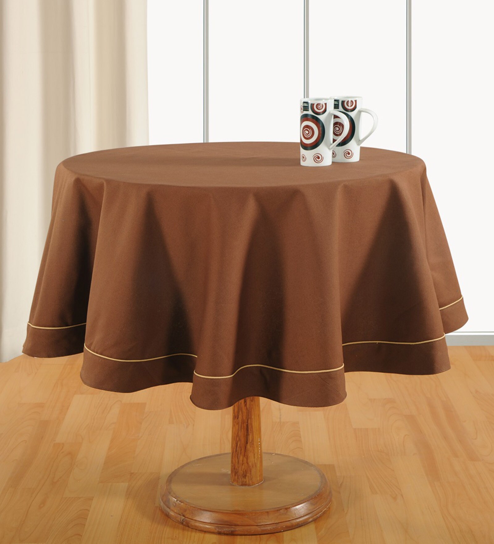Solid (70x70) Brown Cotton Table Cloth