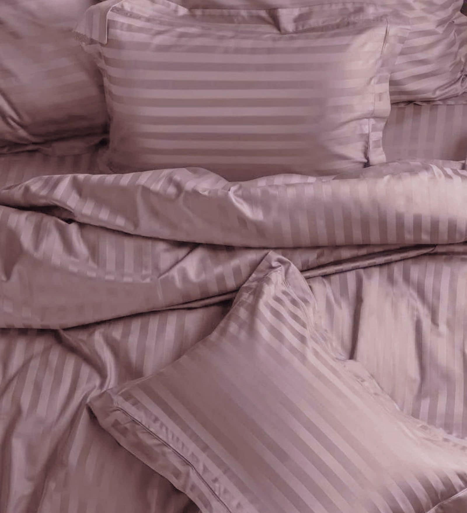 Mauve Cotton 210TC Striped Set of 2 Pillow Covers