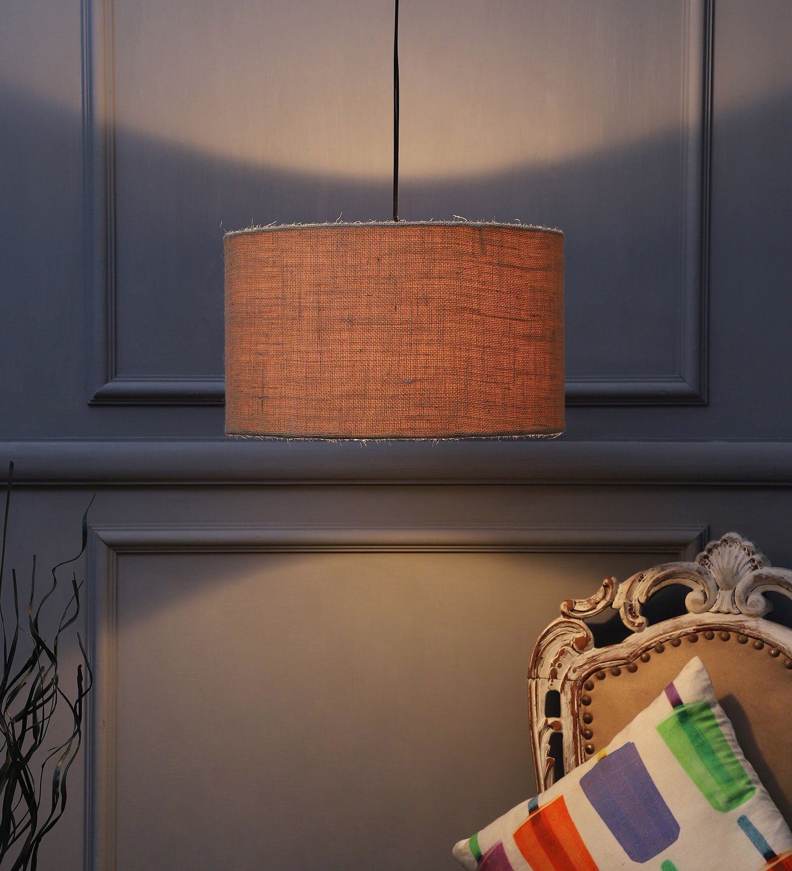 Nashville Brown Cotton Hanging Light