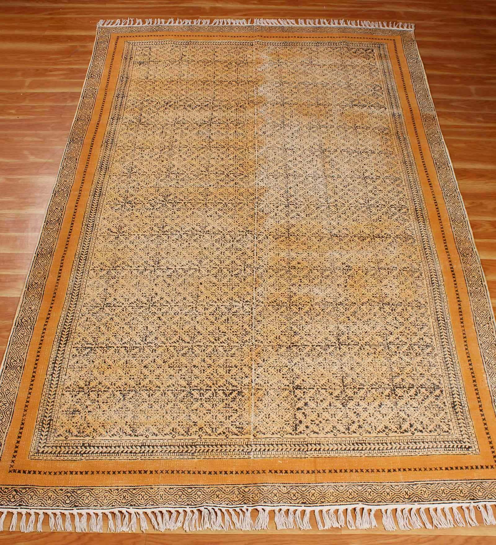 Brown Cotton Geometric 3x5 Hand Woven Dhurrie