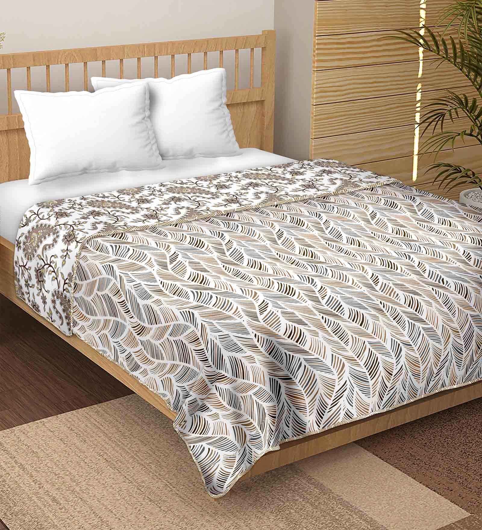 Brown Cotton Reversible 180 Double Bed Comforter