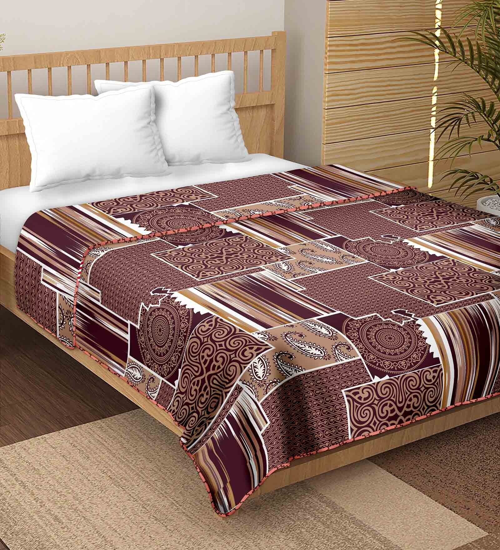 Buy Brown Cotton Reversible 180 Double Bed Comforter by Bella Casa at