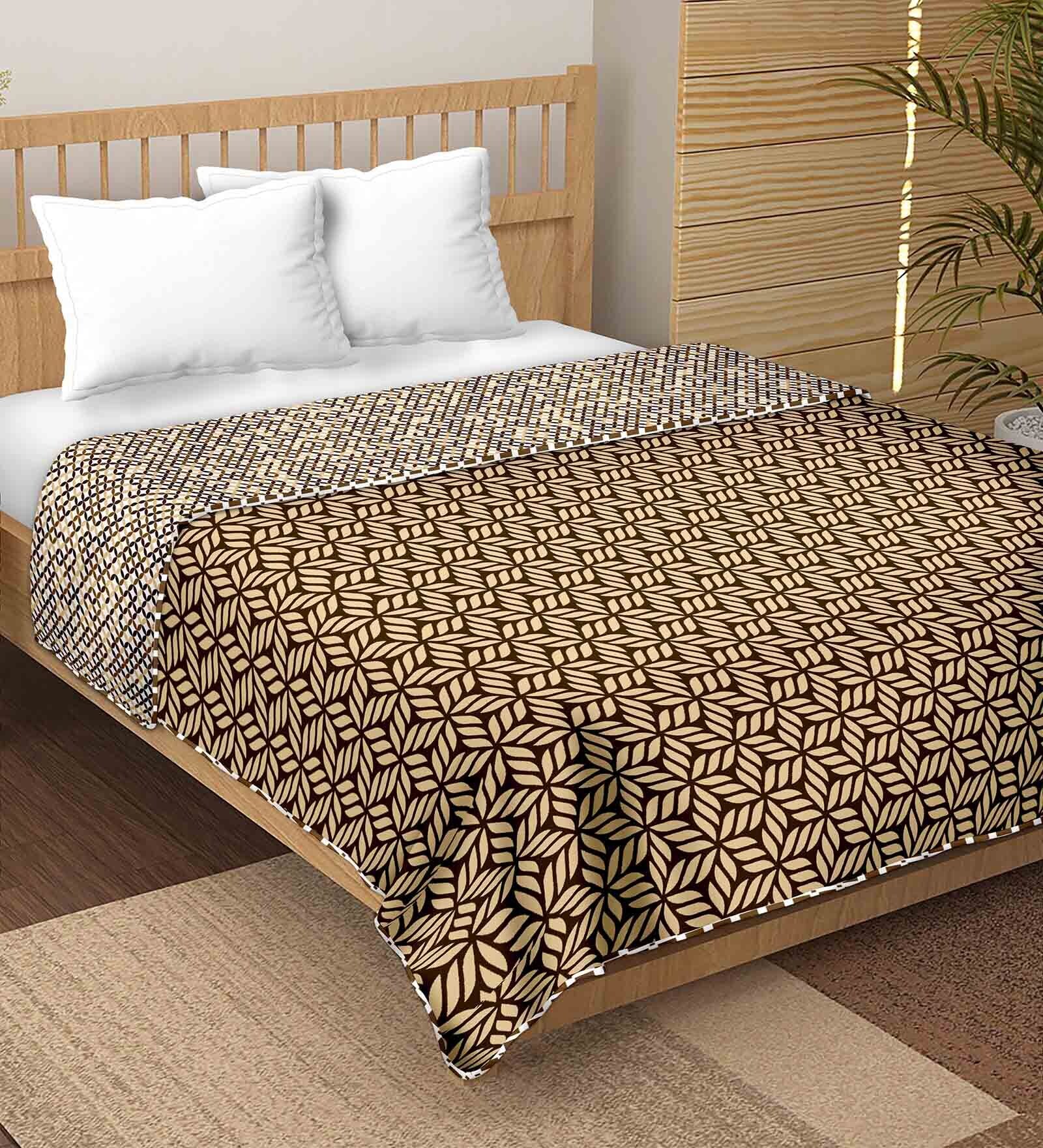 Brown Cotton Reversible 180 Double Bed Comforter