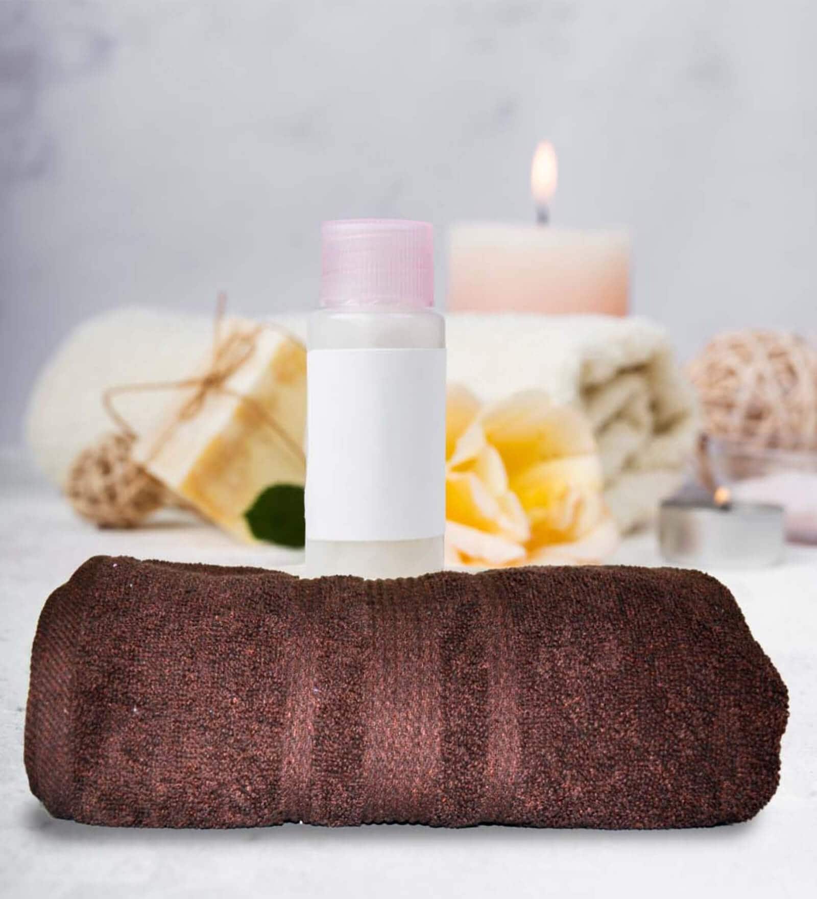 Brown Cotton Solid 500 GSM Bath Towels (1pc)