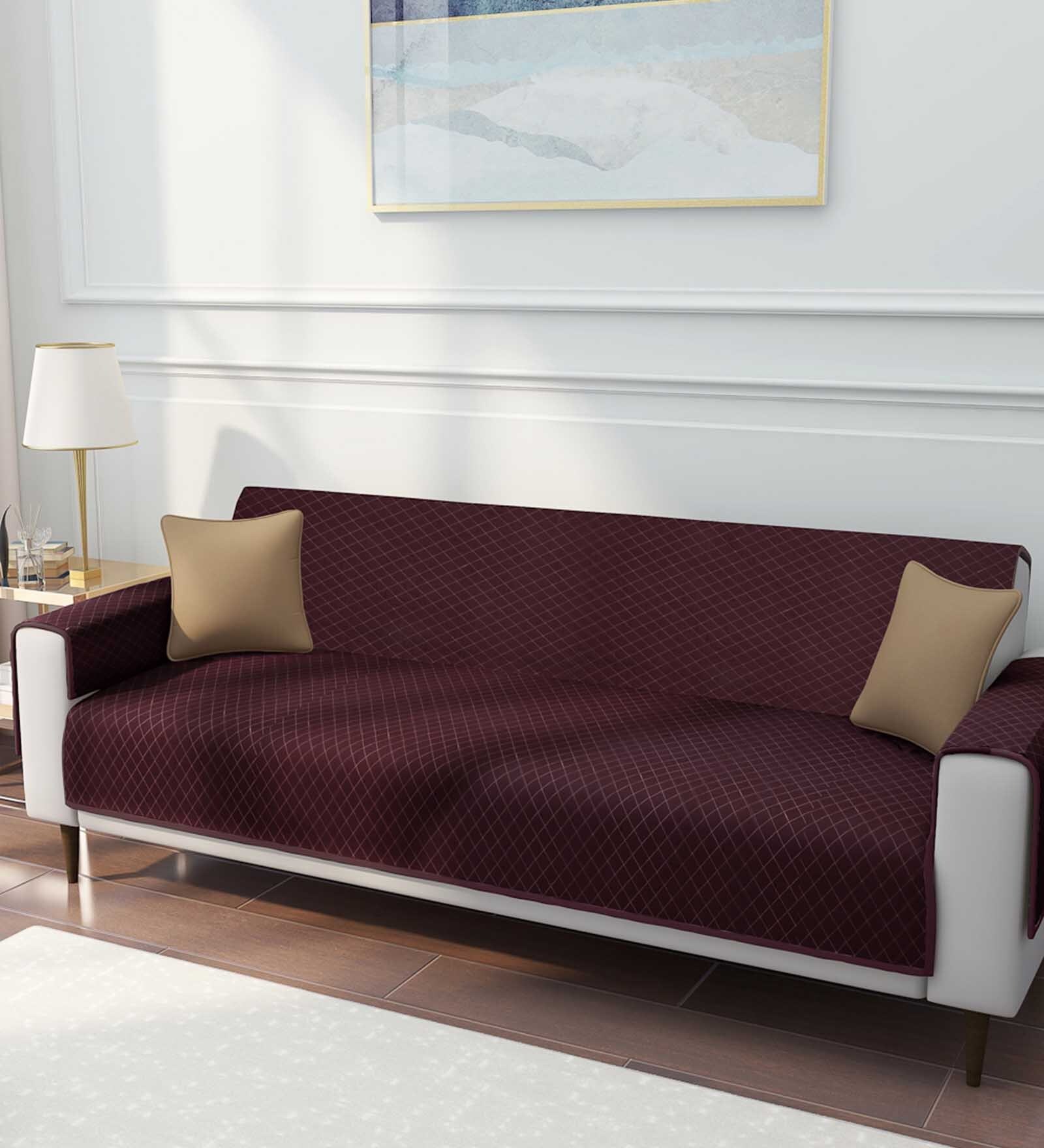 Brown Solid Cotton 66x72 Inch 3 Seater Sofa Cover