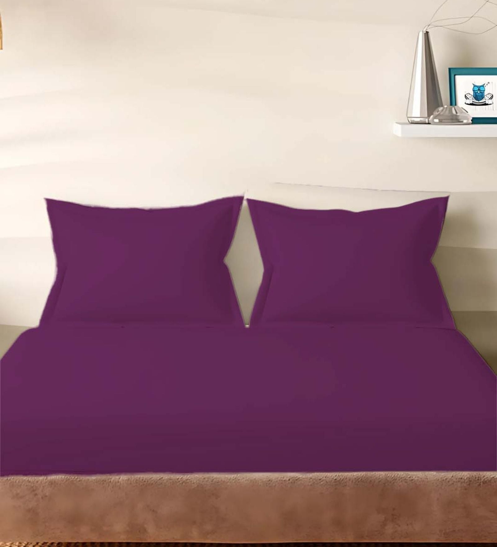 Purple Cotton Solid 210TC Plain Set of 2 Pillow Covers