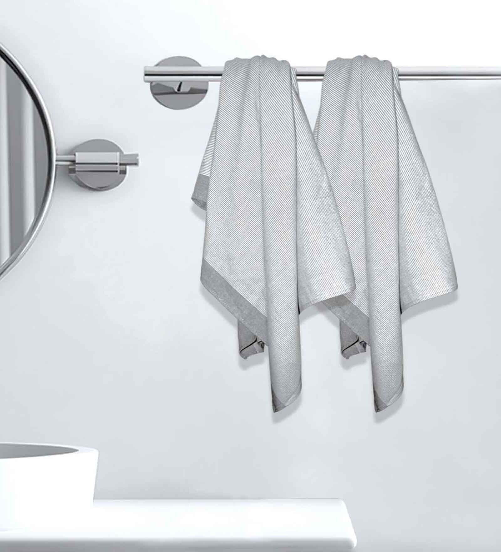 Brown Cotton Striped 220 GSM Bath Towels 2 Pc