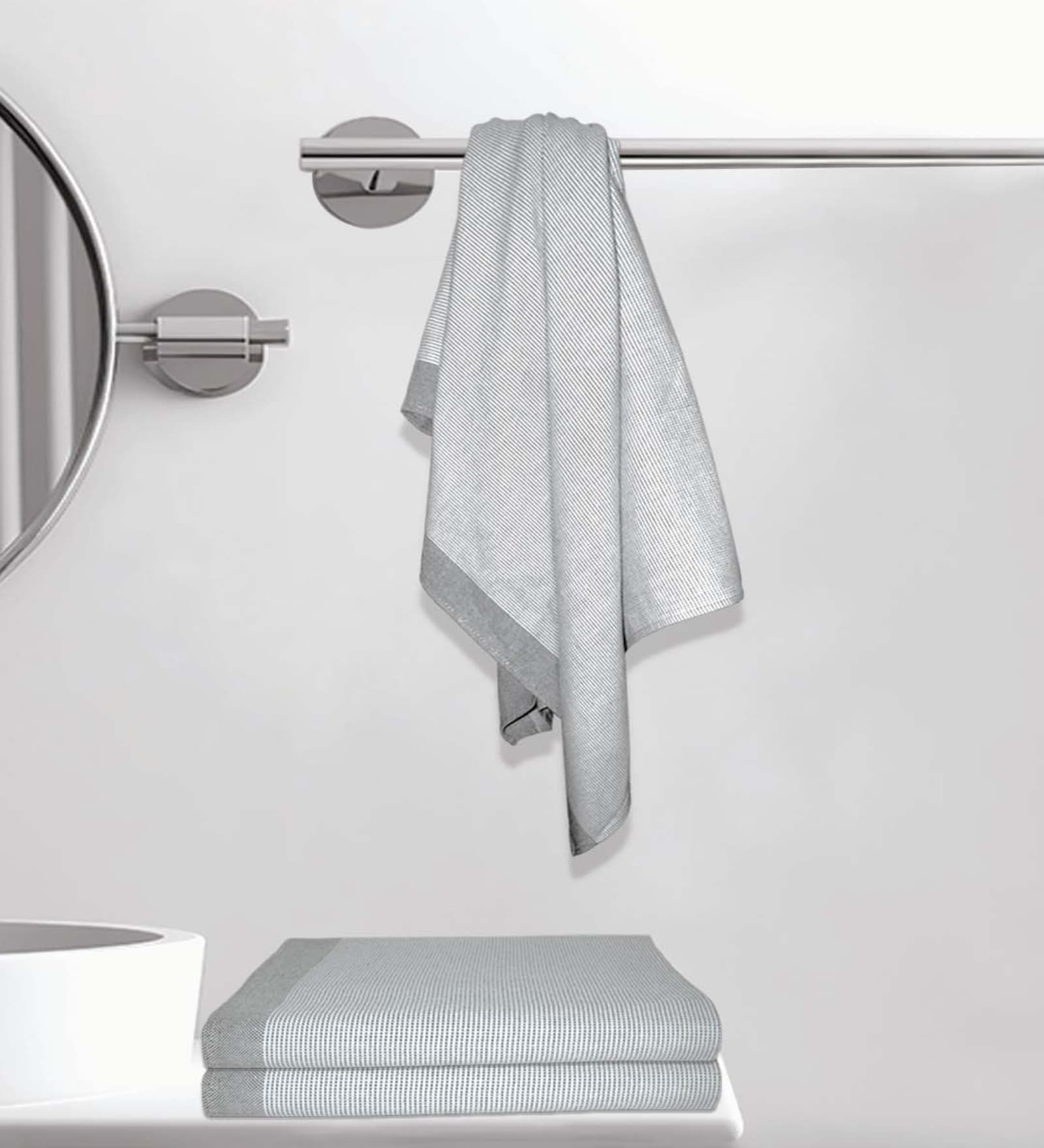 Brown Cotton Striped 220 GSM Bath Towels 3 Pc