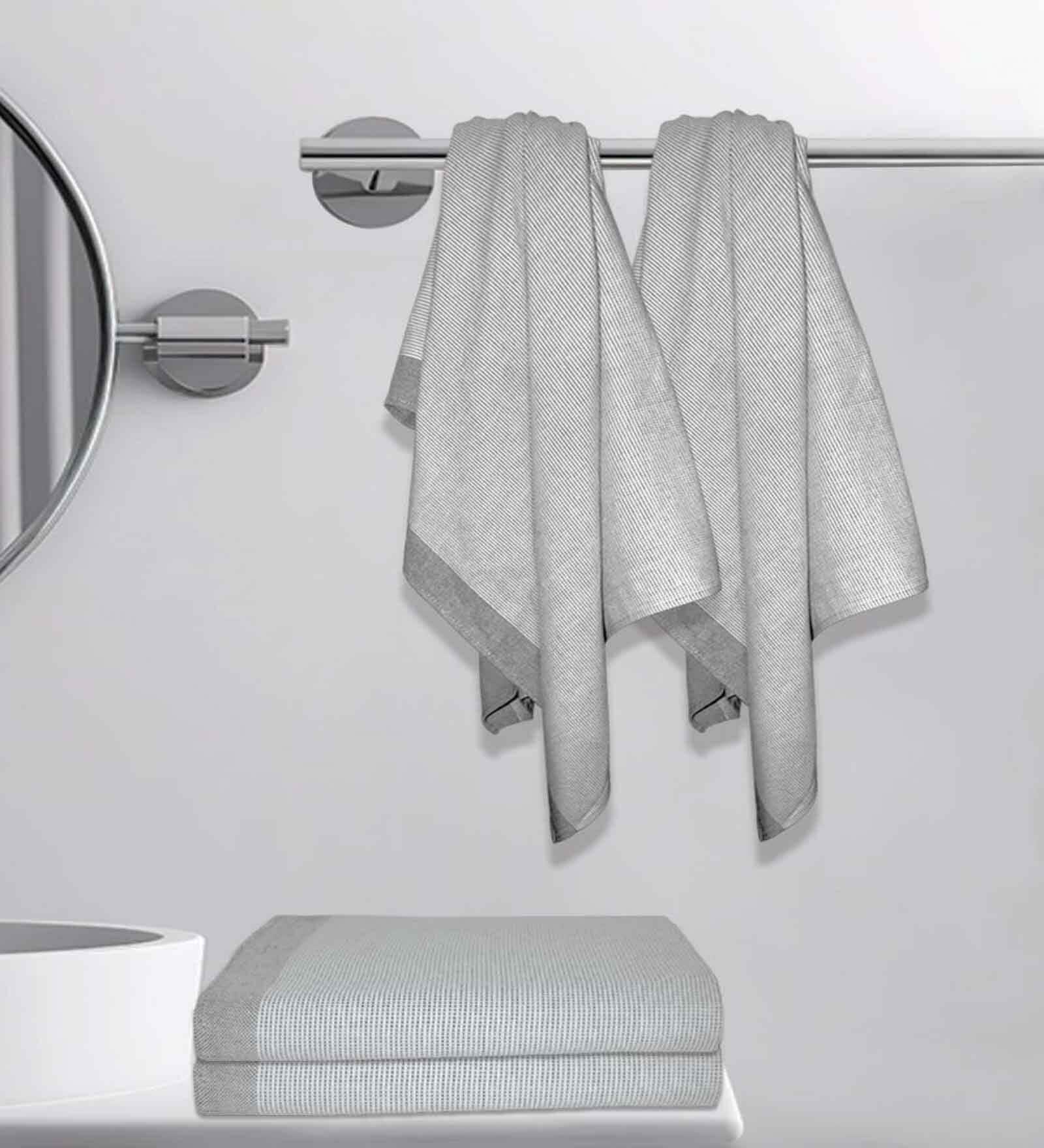 Brown Cotton Striped 220 GSM Bath Towels 4 Pc