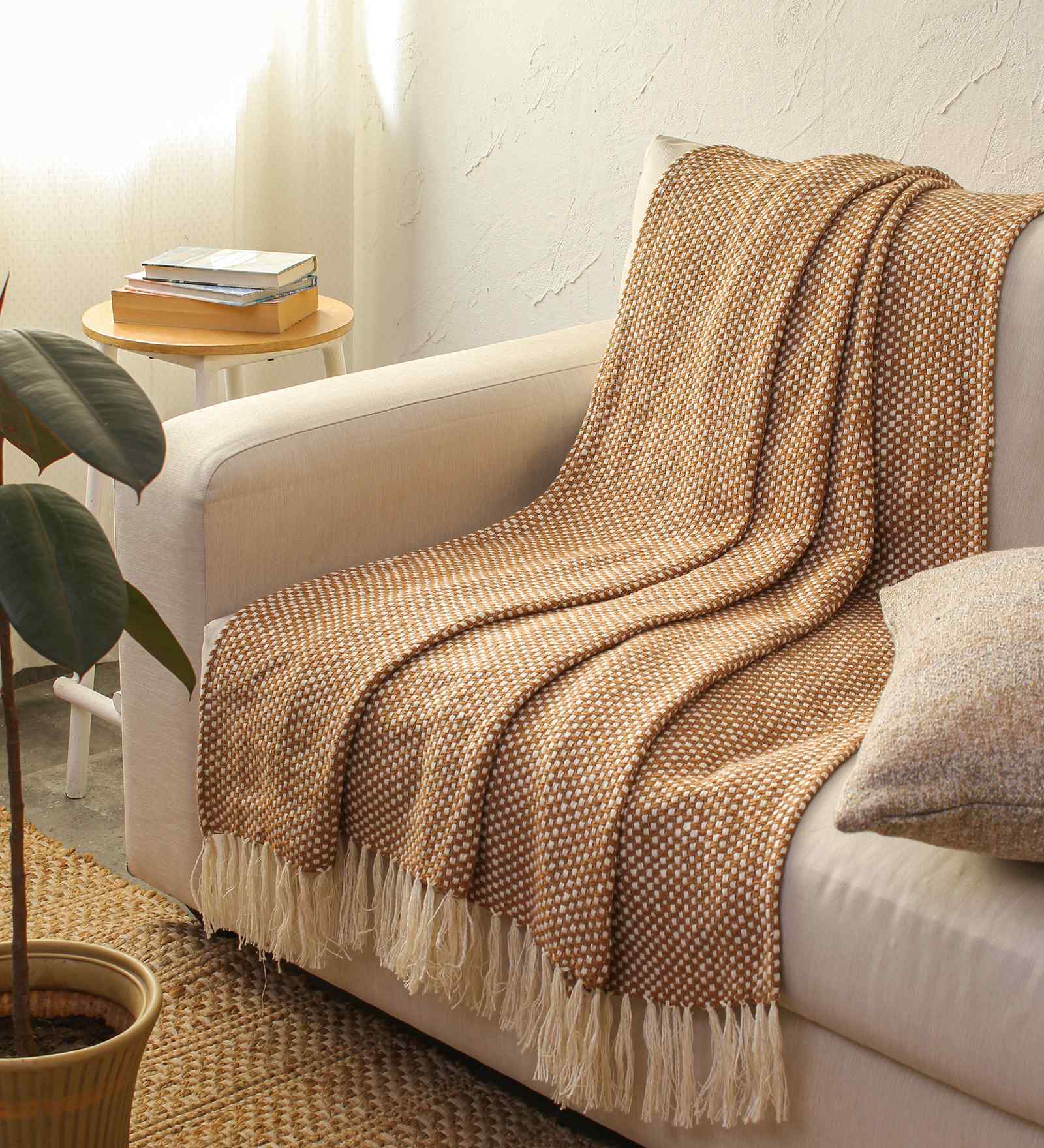 Brown Cotton Throw
