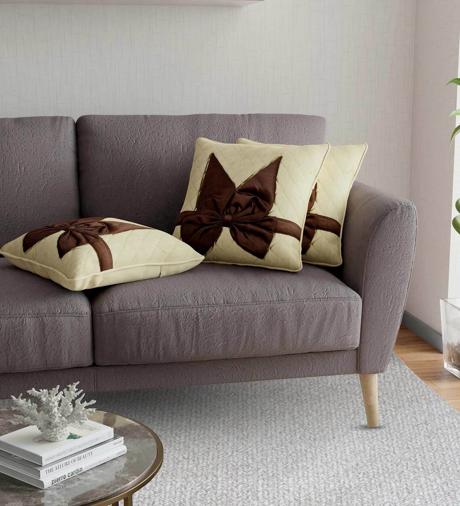 Brown Decorative cushion Cotton 3D Printed Cushion Cover