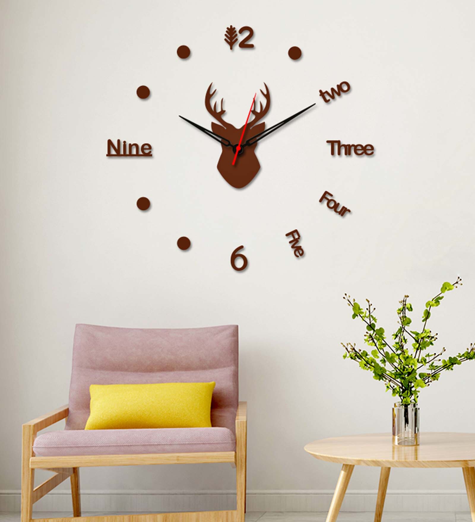 Brown Engineered Wood Switch Modern Wall Clock