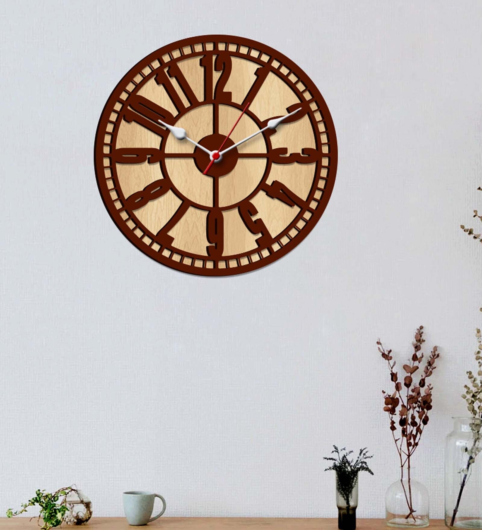 Buy Brown Engineered Wood Analog Wall Clock By WallMantra at 42 OFF by