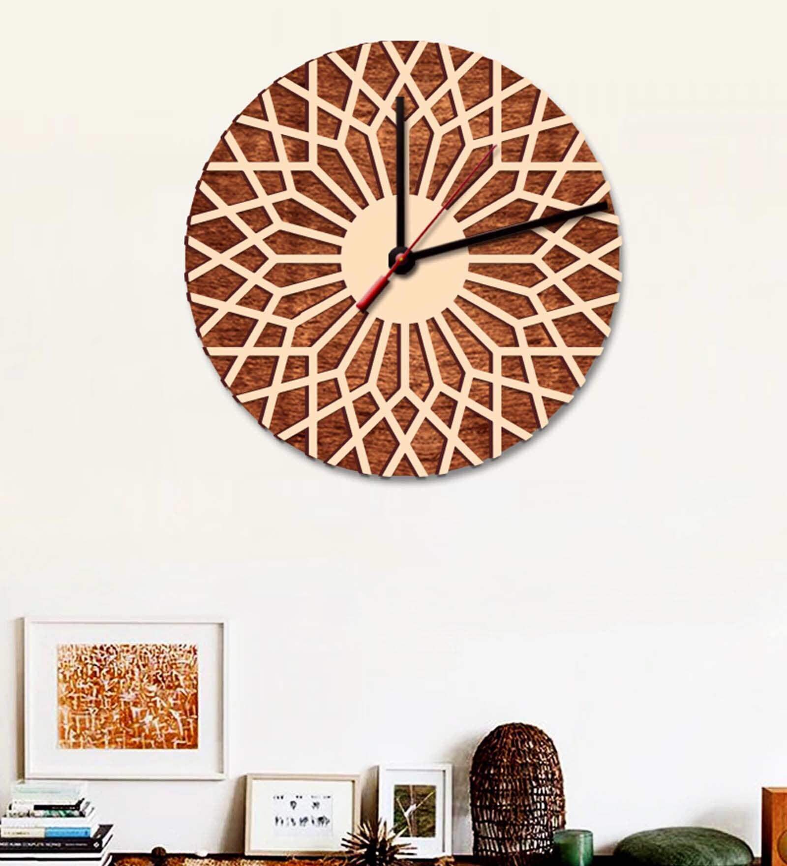 Buy Brown Engineered Wood Analog Wall Clock By WallMantra at 42 OFF by