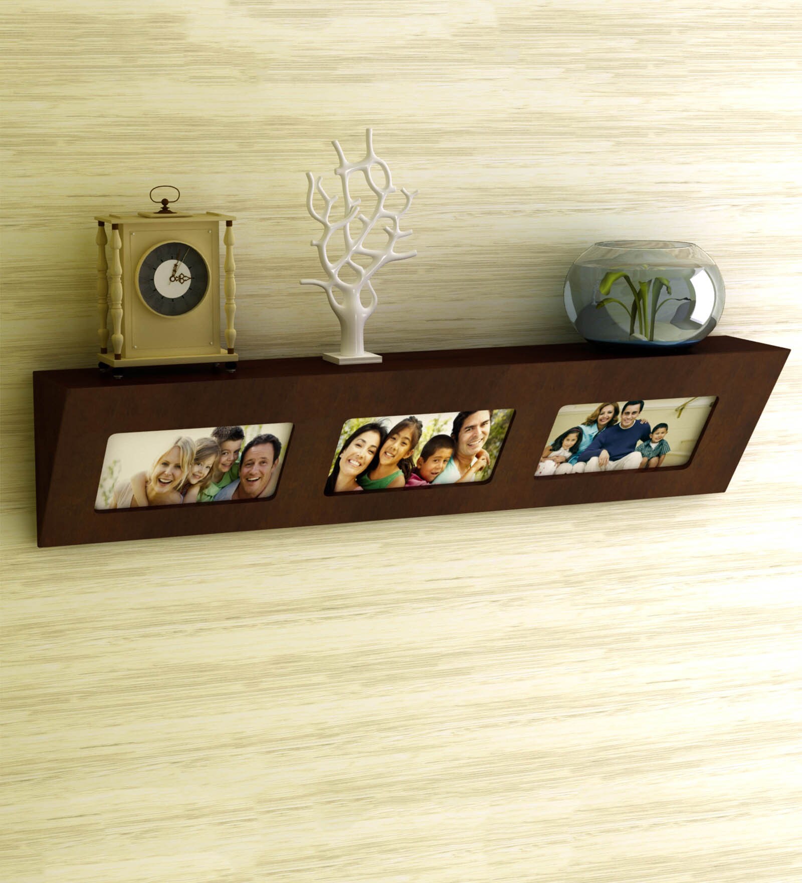 Buy Engineered Wood Photo Frame Floating Wall Shelf with Photo Frames