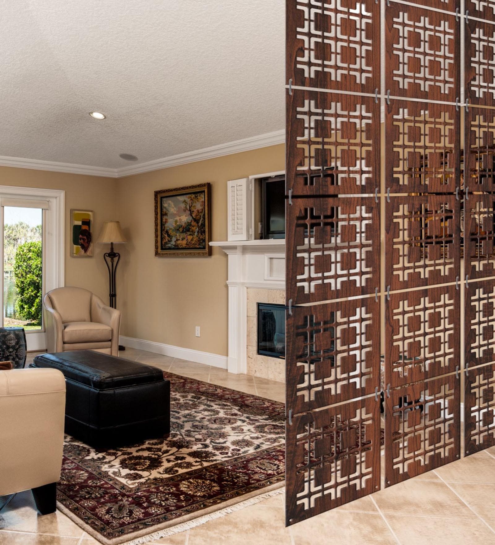 Brown Engineered Antonio Wood Set Of 12 Hanging Room Divider