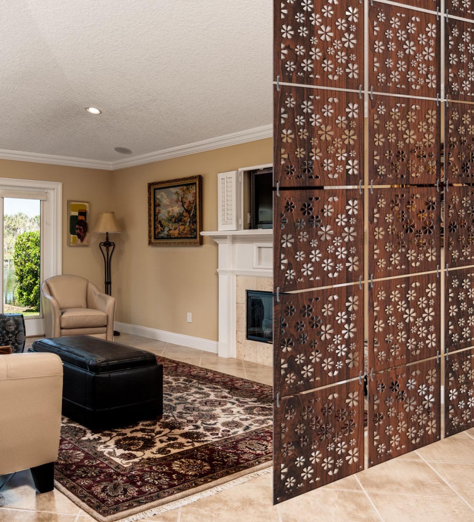 Brown Engineered Castilla Wood Set Of 12 Hanging Room Divider