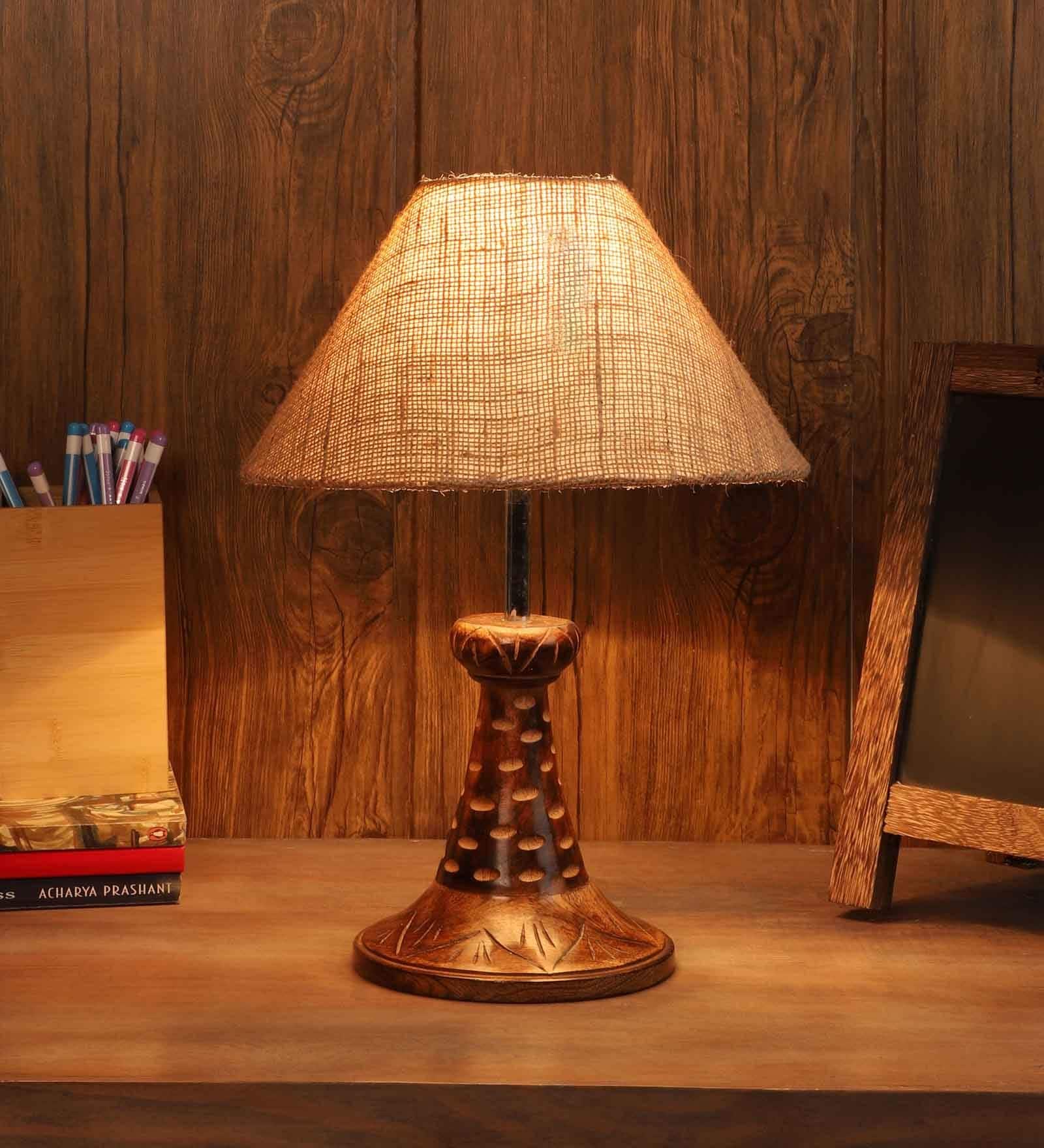 Buy Brown Fabric Shade Table Lamp With Brown Base at 58% OFF by Foziq ...