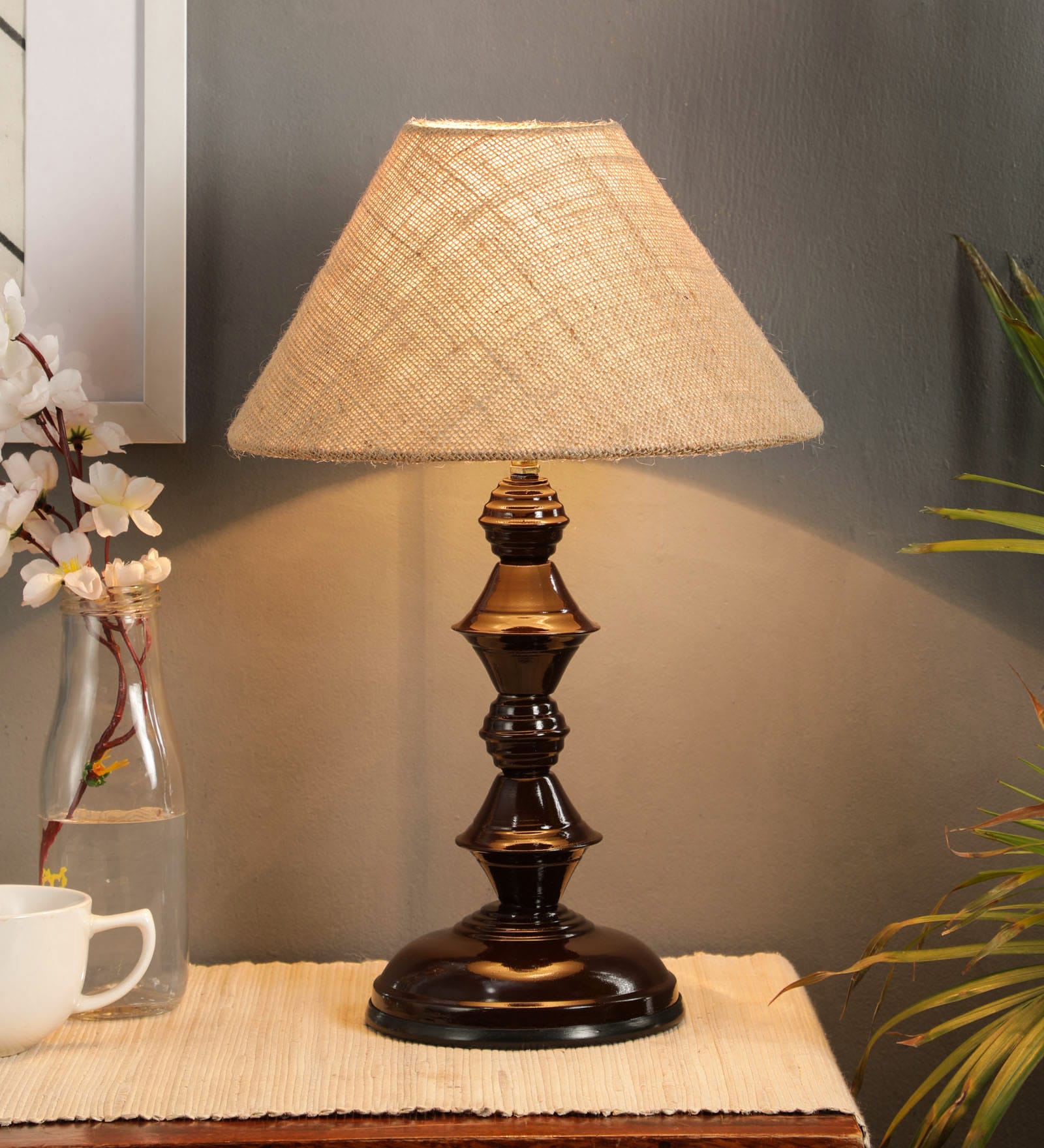 Brown Fabric Table Lamp