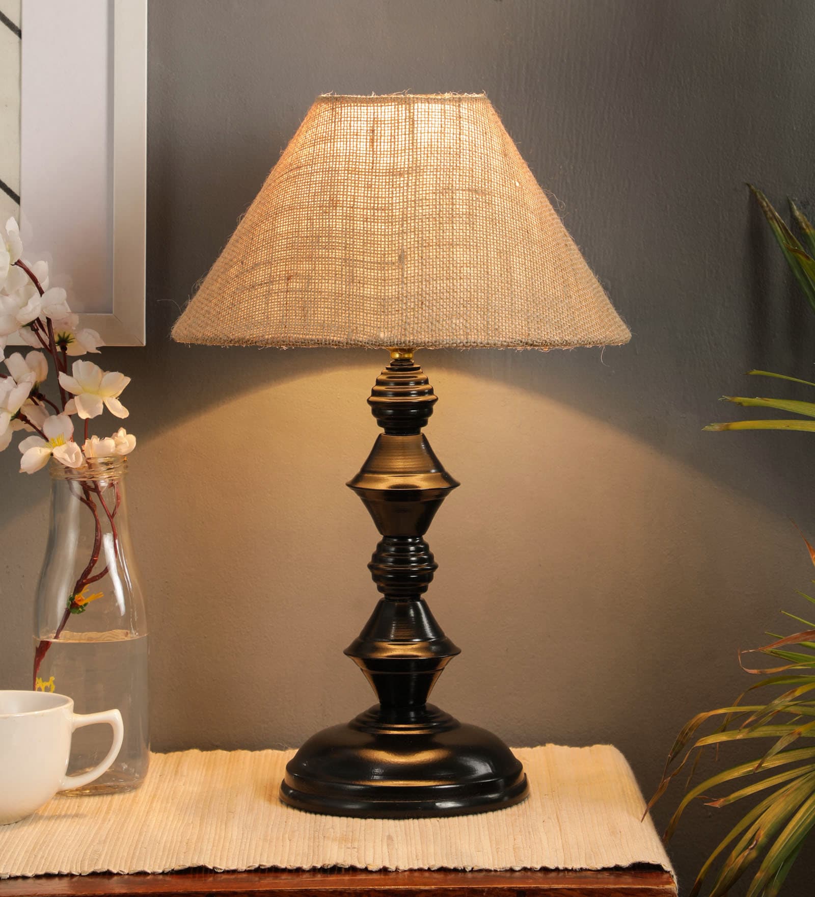 Brown Fabric Table Lamp