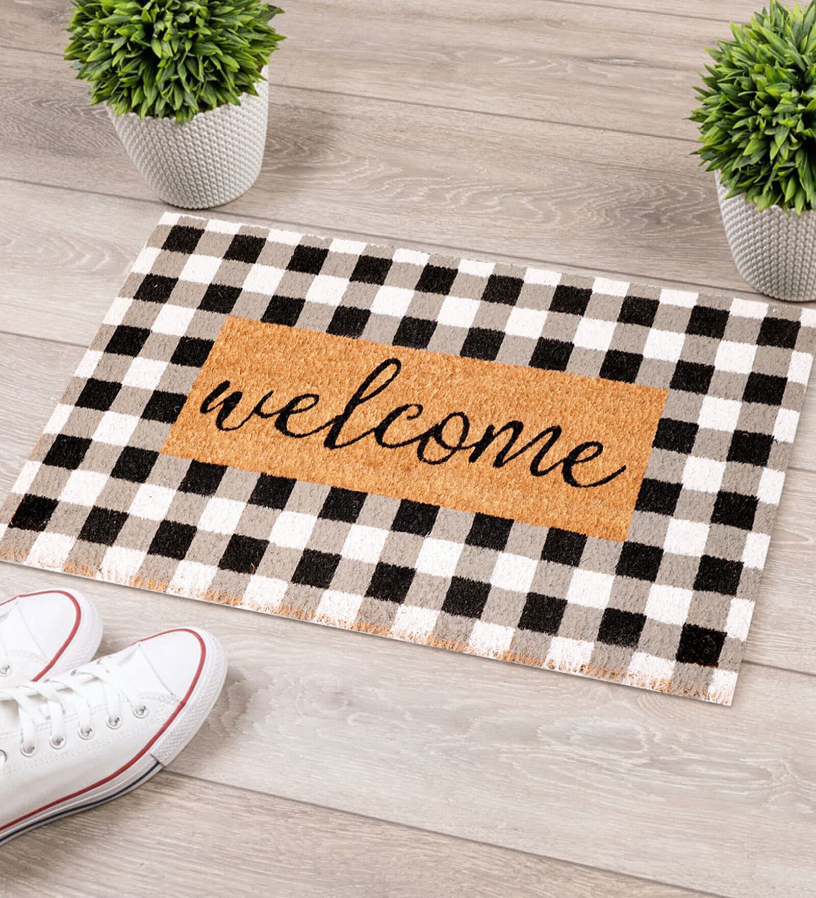 Multicolor Slogan Coir 30 x 18 Inches Anti Skid Door Mat