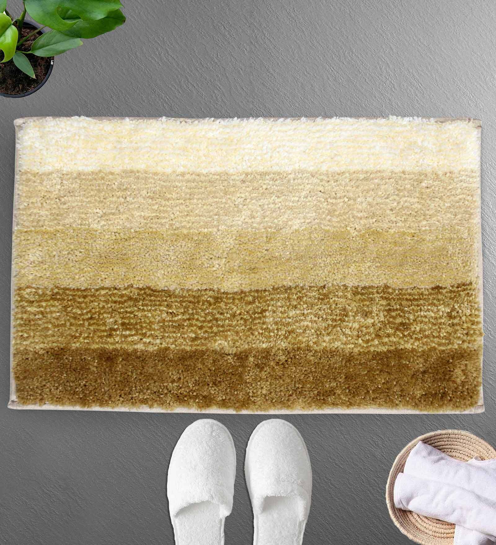 Brown Solid Microfibre 24x16 Inches AntiSkid Bath Mat