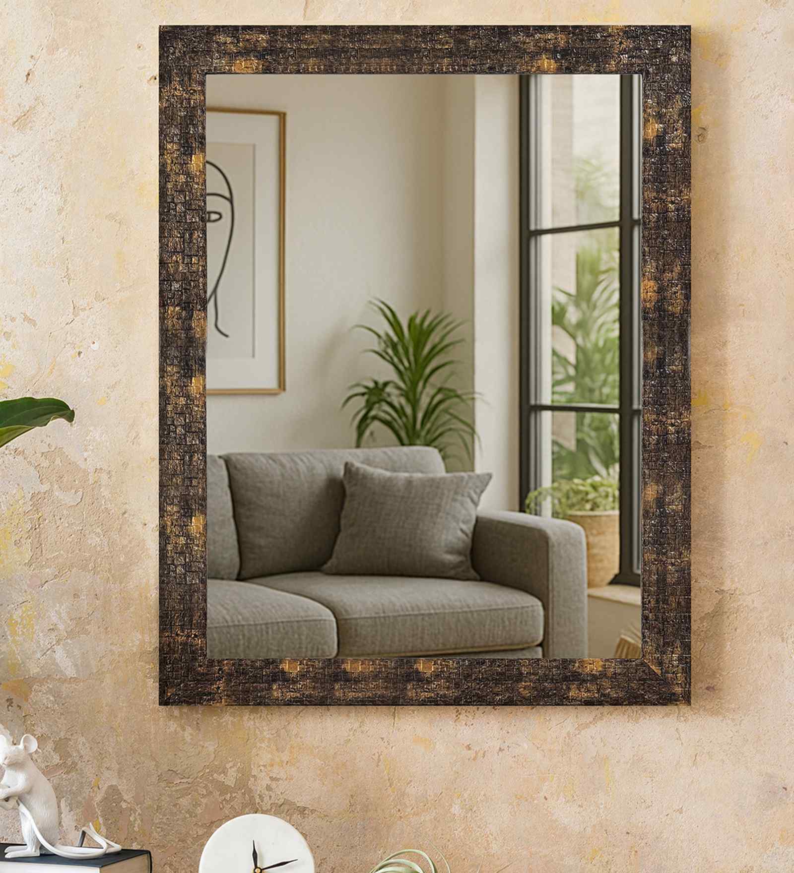 Brown Glass Bathroom Wall Mirror