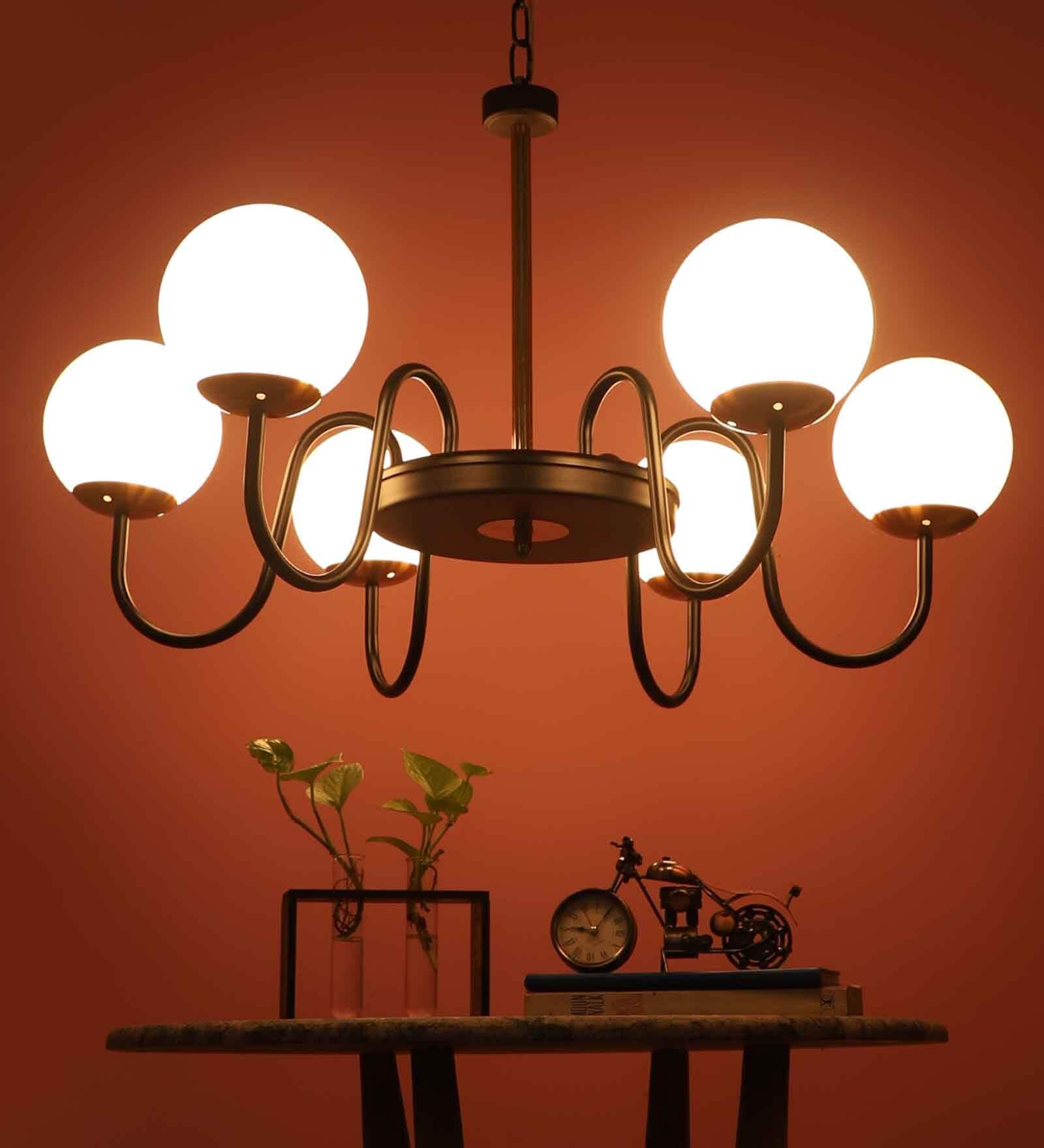 Magalie Brown Glass Globe Chandelier