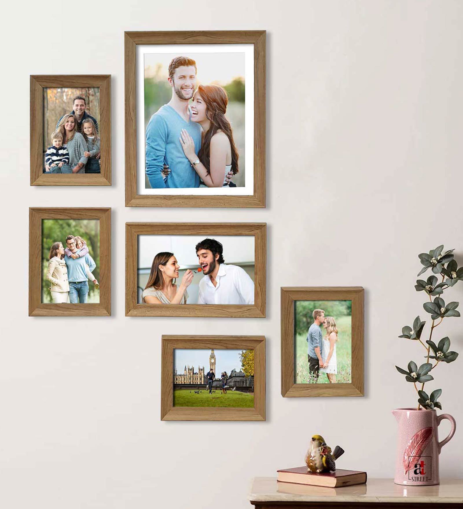 Brown Polyresin Individual Naomi Set Of 6 Collage Photo Frames