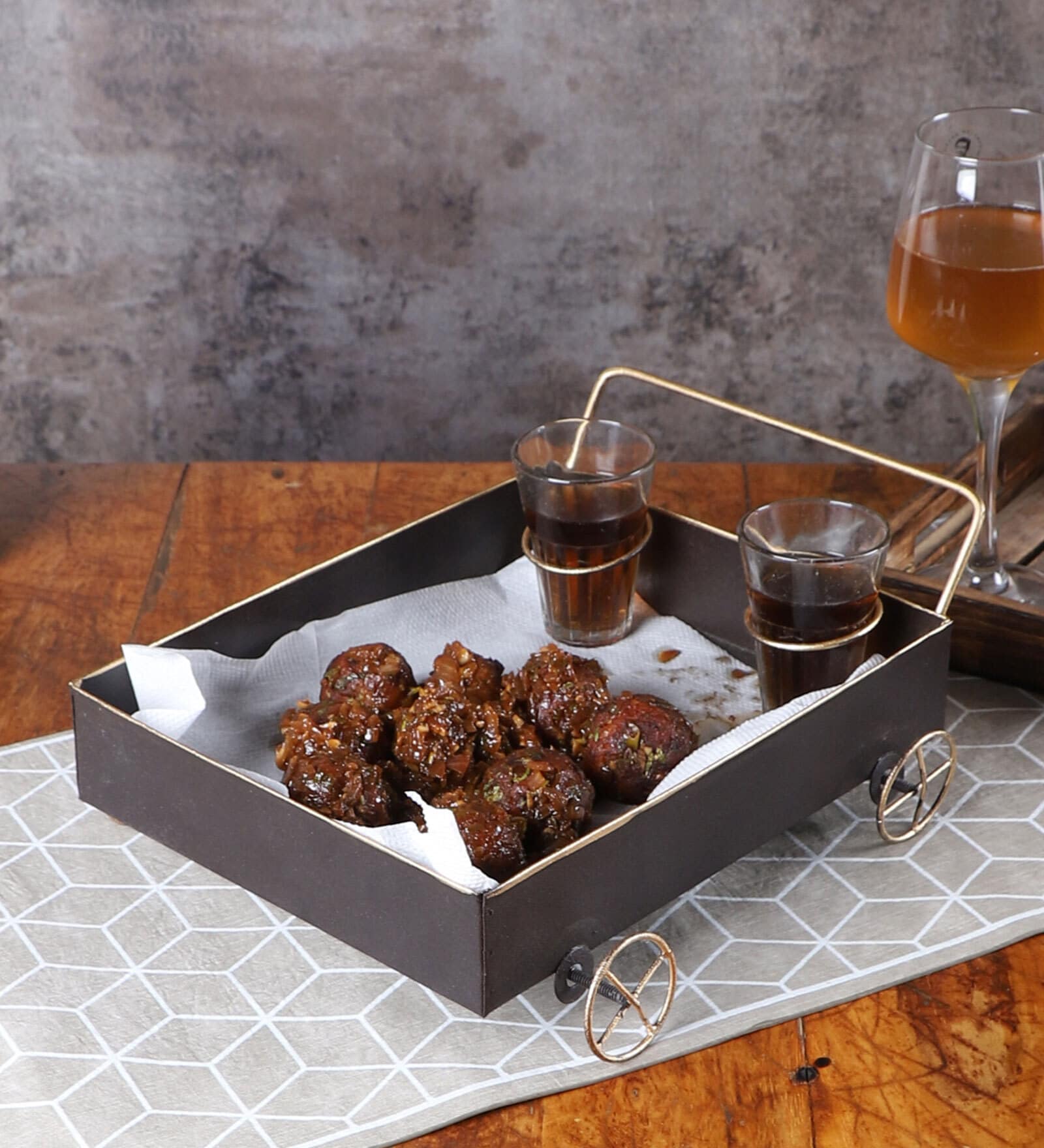 Desi Thela Snacks Platter with Tea Glass set of 3