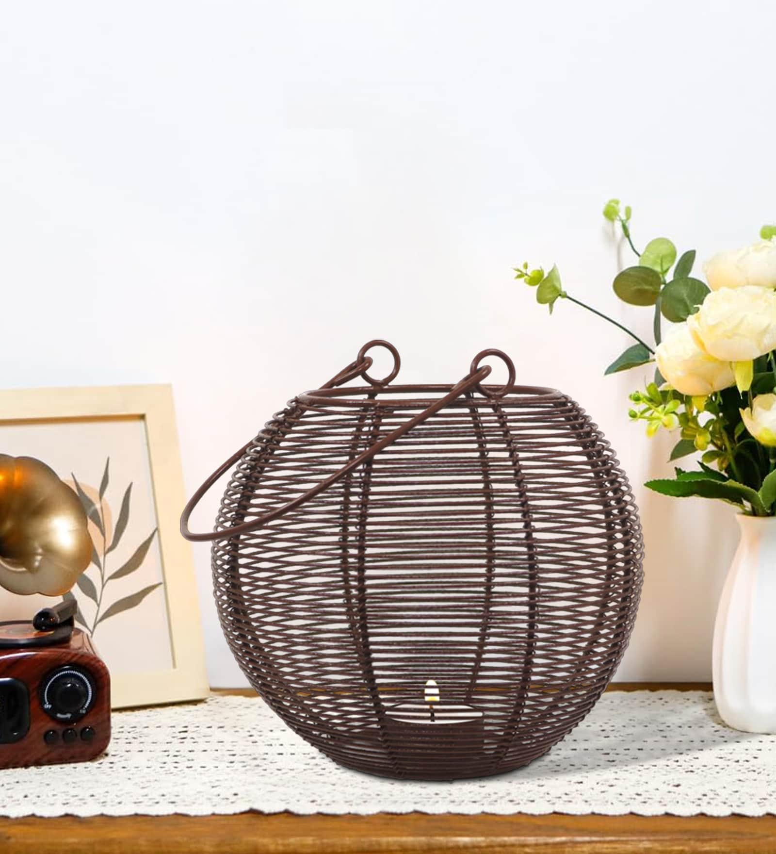Brown Iron Round Wire Lantern