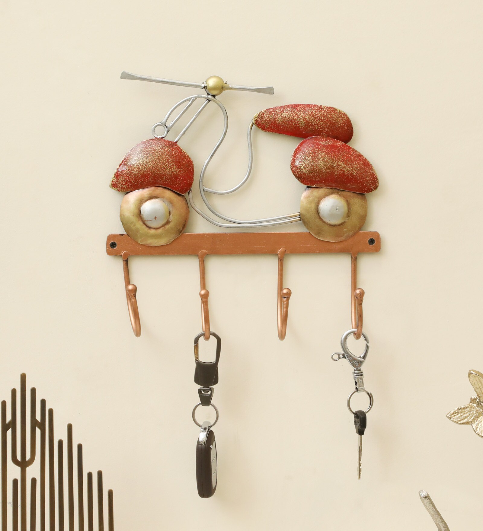 Metal Scooter Brown Key Holders