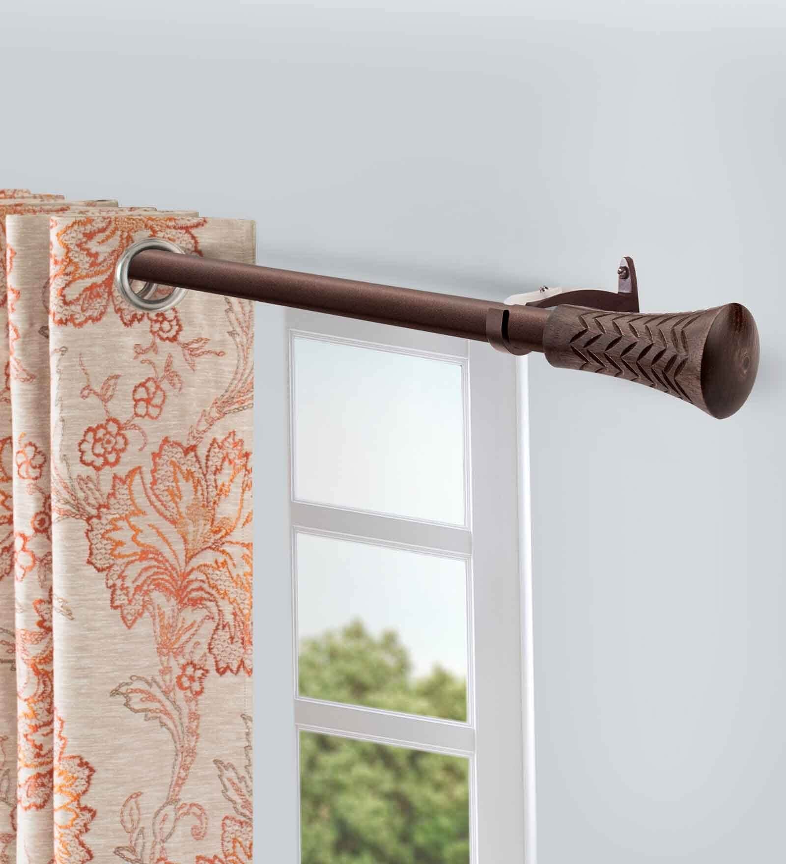 BrownIron Solid (120 Inches) Curtain Rod with Accessories (Pack of 2)