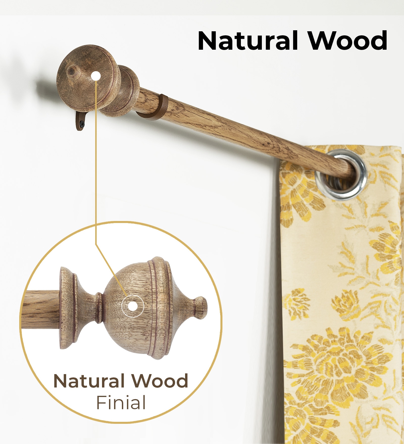 Brown Iron Solid (144 Inches) Curtain Rod with Accessories