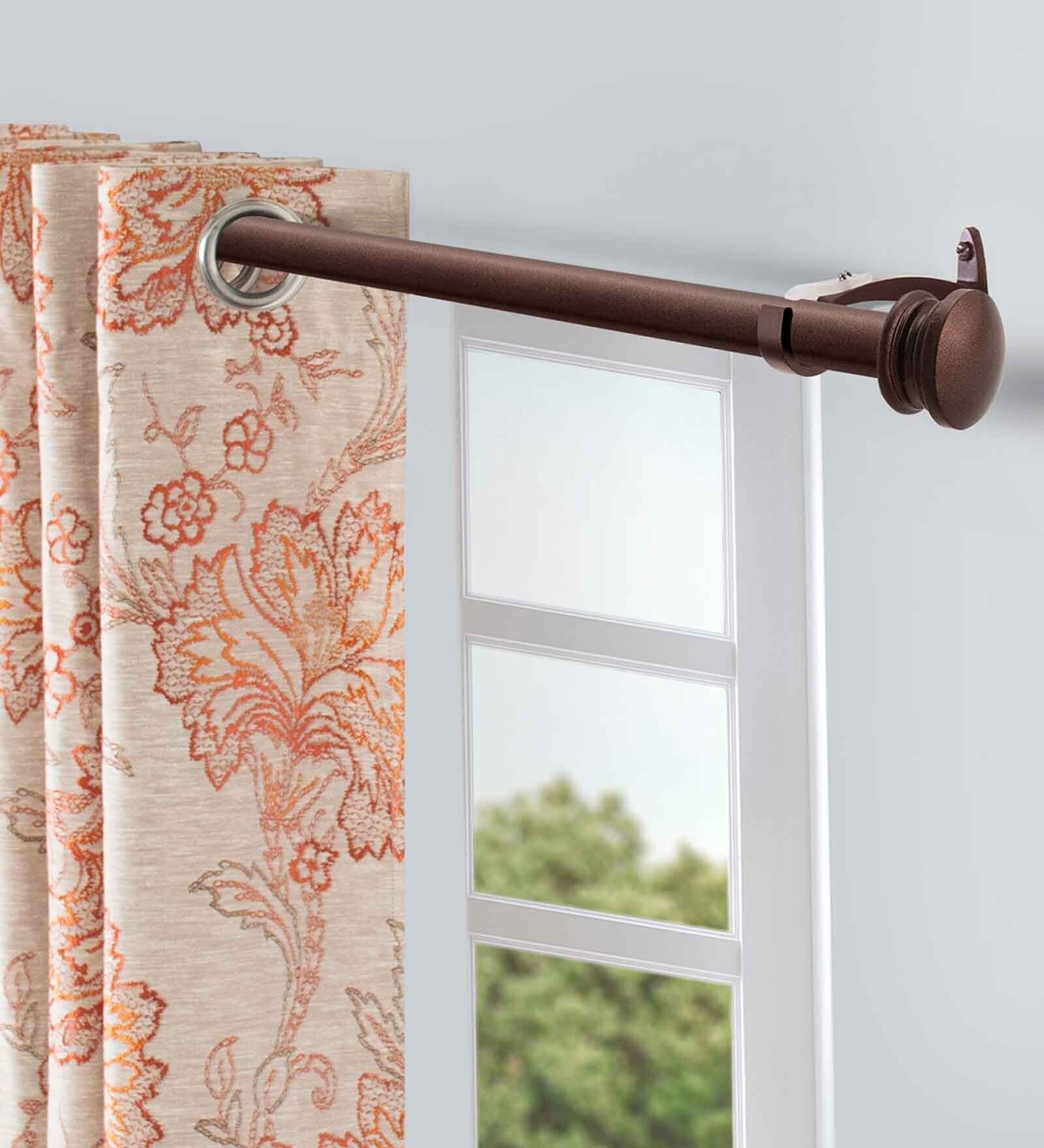 Solid Curtain Rods Buy BrownIron Solid (66 Inches) Curtain Rod with Accessories (Pack of 2 ...