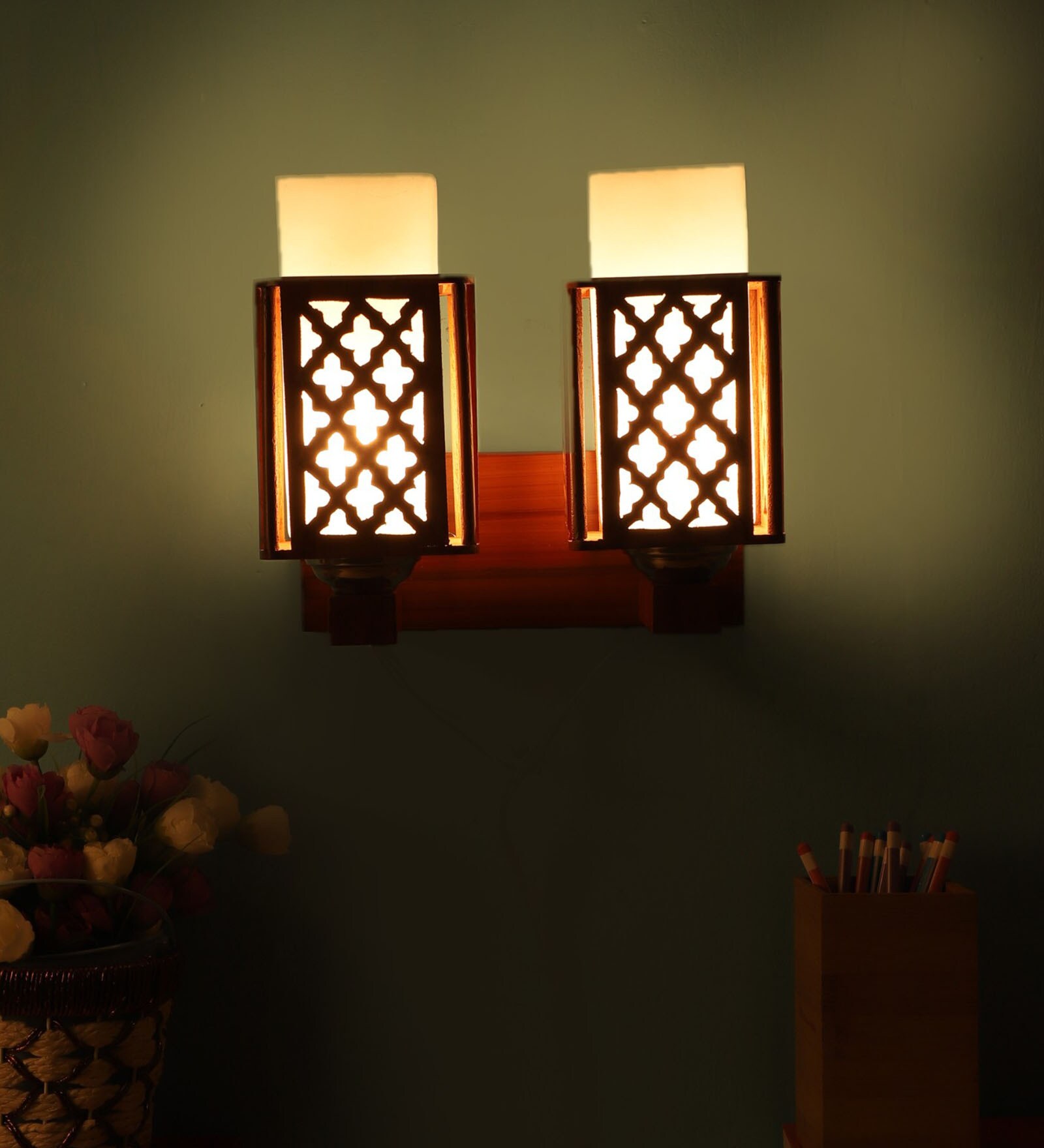 Elona Brown Wood Wall Sconces